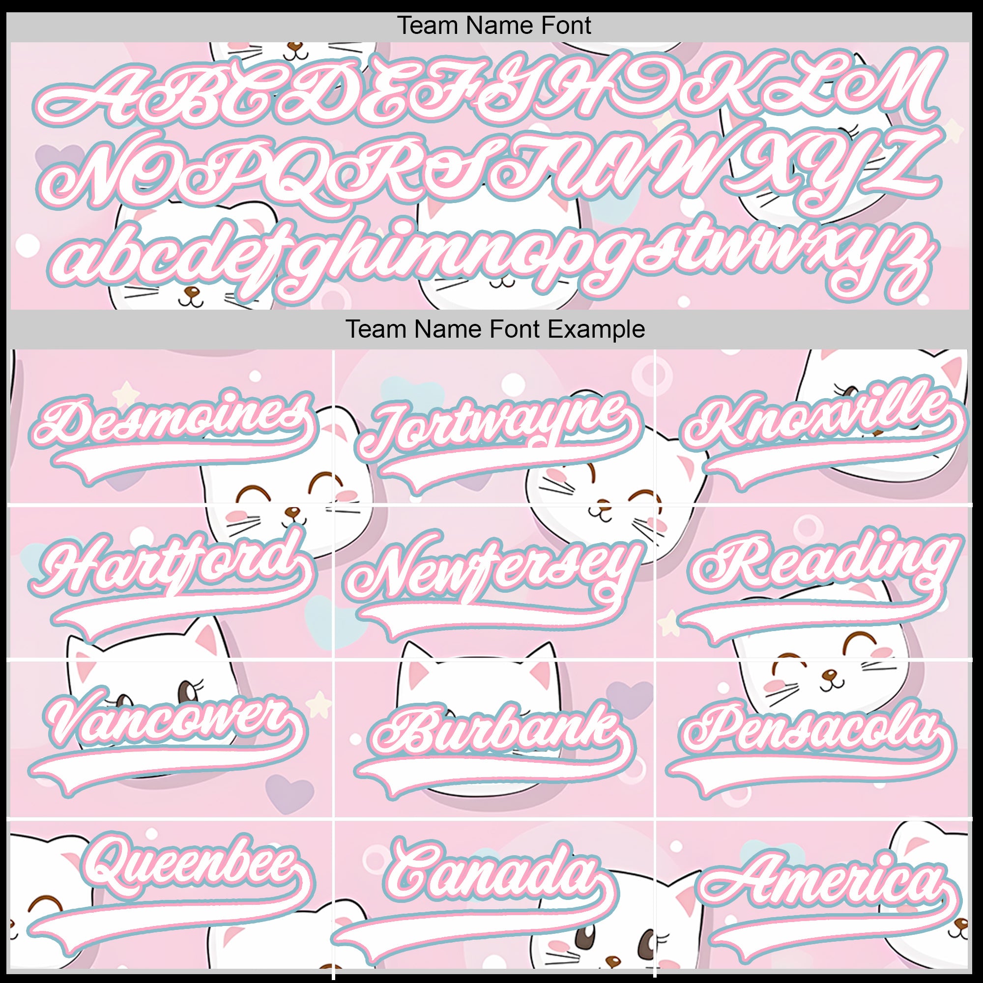 Custom Baseball Jersey – Pink Cat Pattern