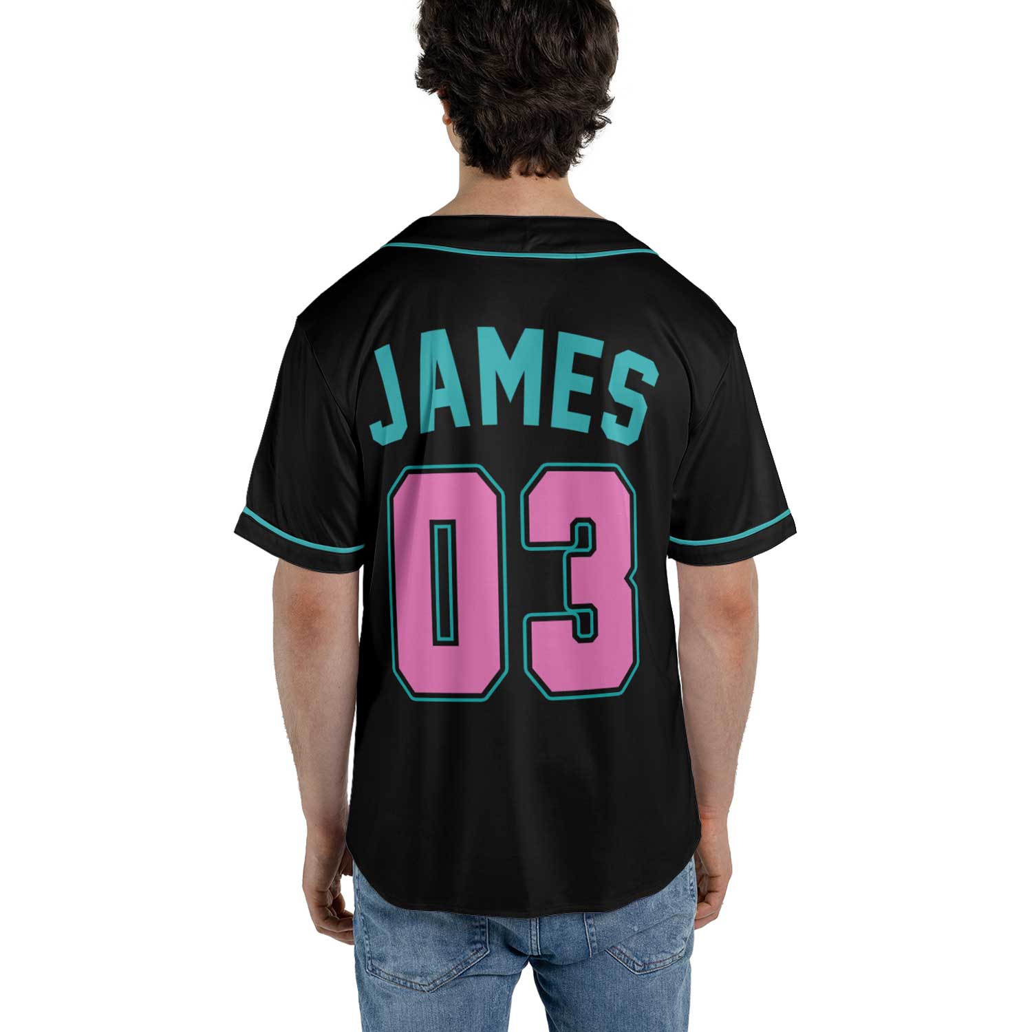 Liberty Legends Custom Baseball Jersey – Black Retro Style with Teal & Pink Trim