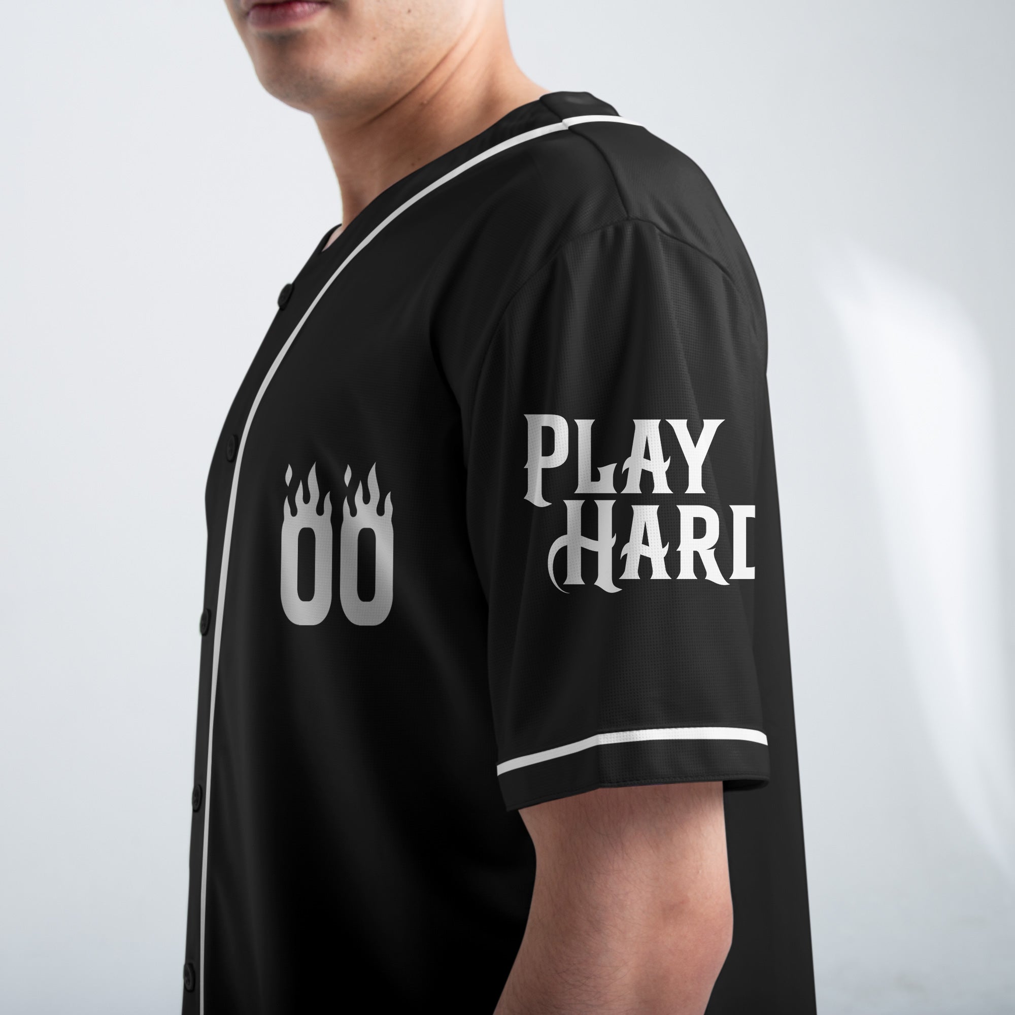 Play Hard Baseball - Custom Black and White Baseball Jersey