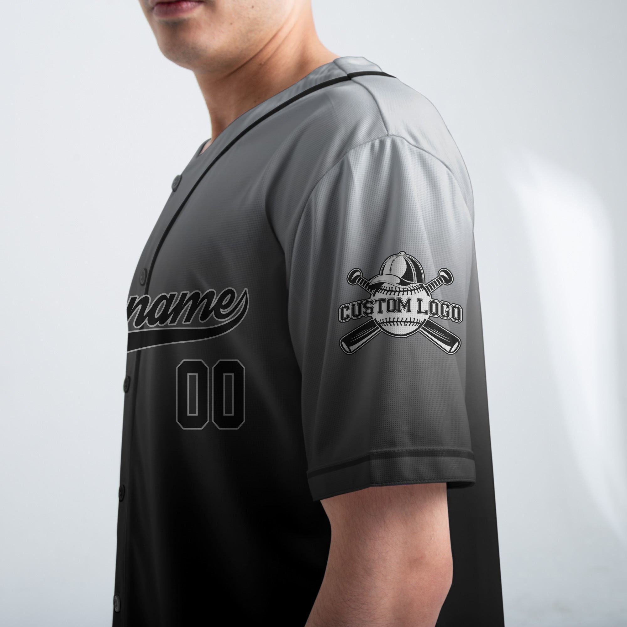 Watch Ya Mouth - Custom Gray and Black Gradient Baseball Jersey