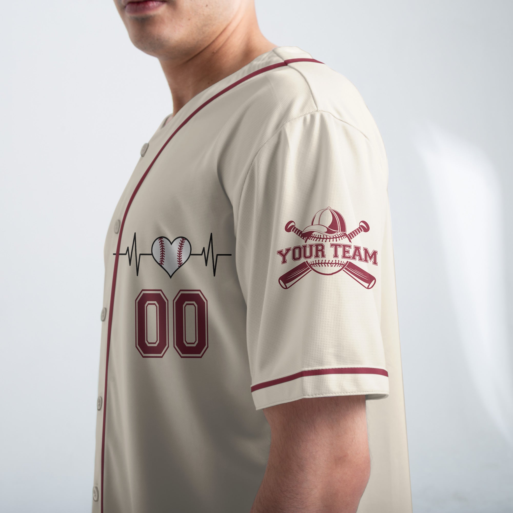 No Place Like Home - Custom Cream Red Baseball Jersey