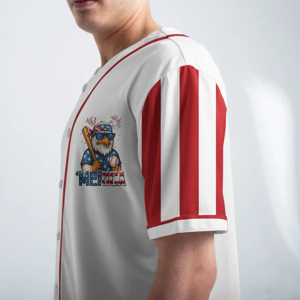 Merica 4th Of July Baseball Jersey Shirt - Baseball Jersey Shirt For Baseball Lover, Baseball Fan