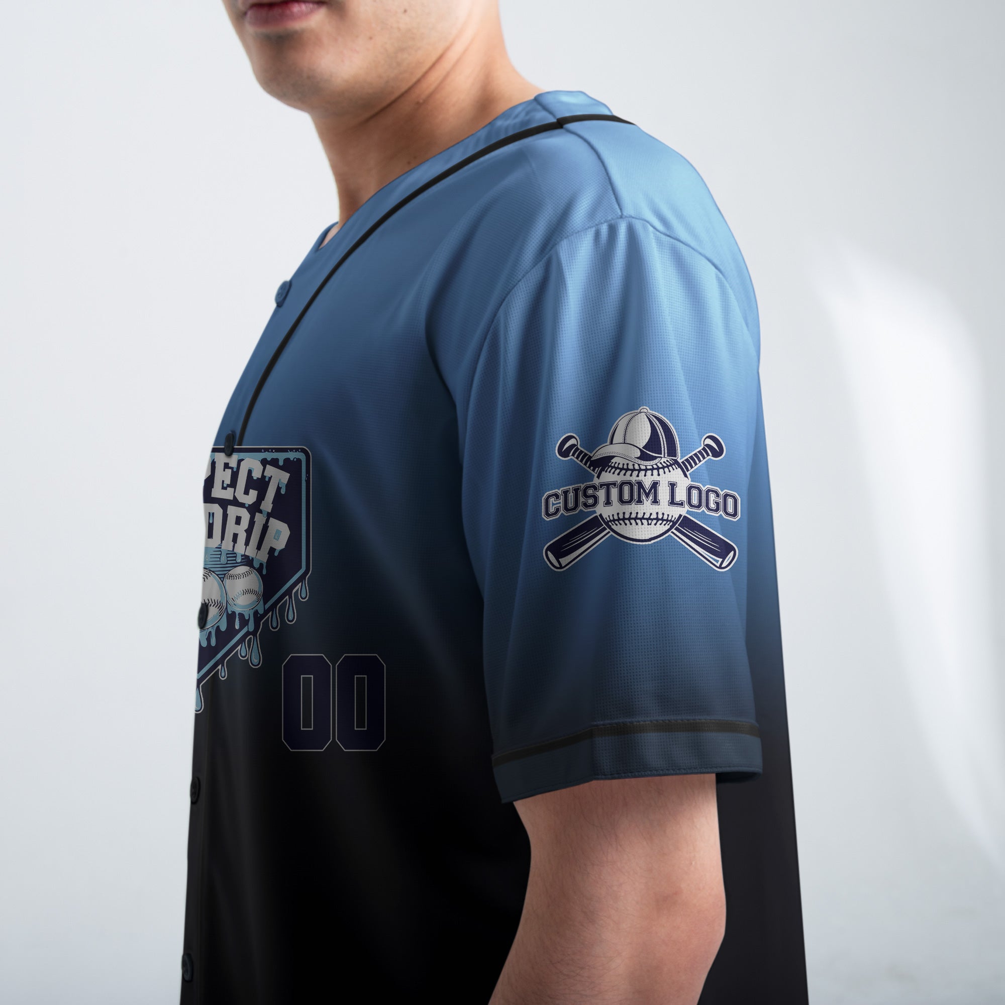Respect The Drip - Custom Blue and Black Baseball Jersey