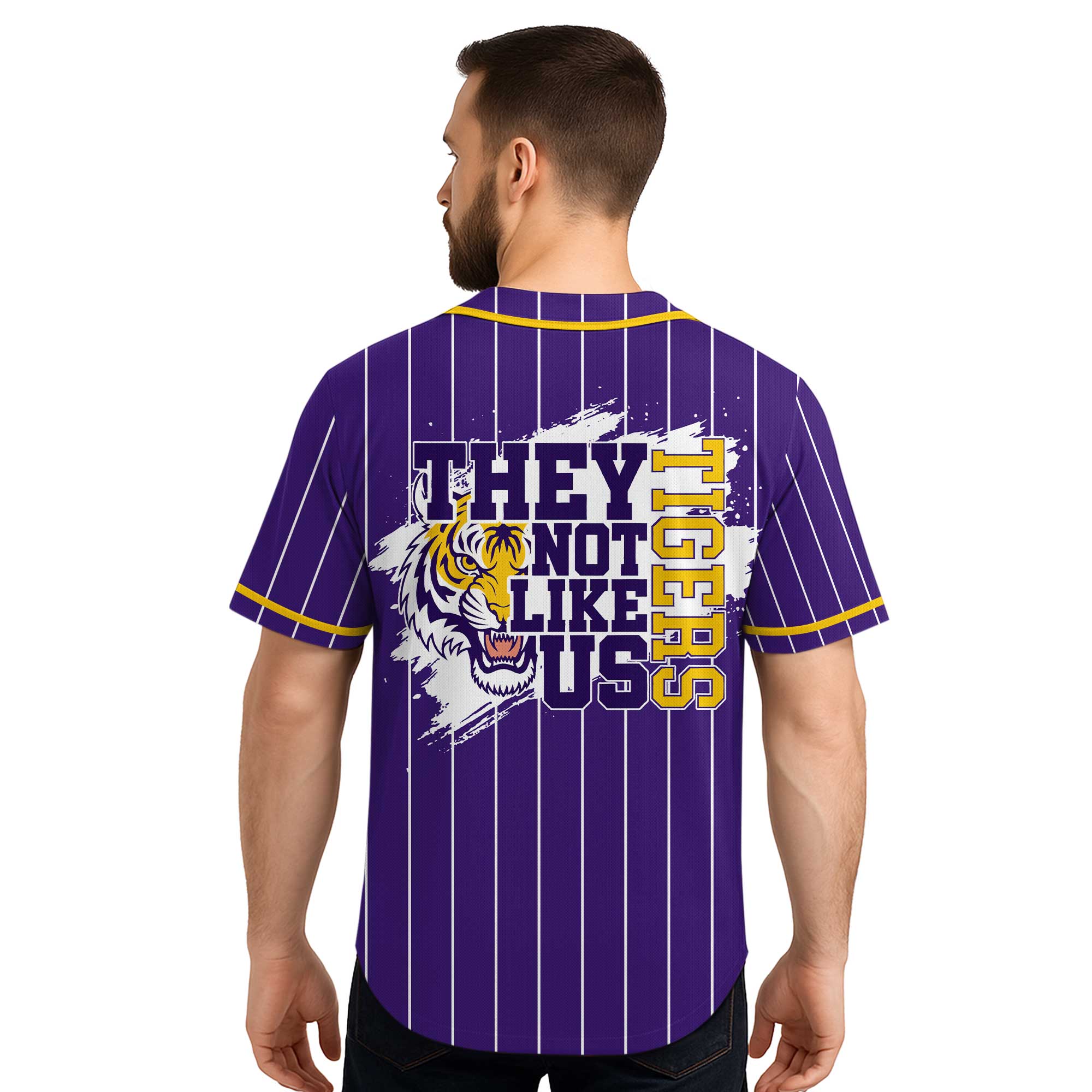 They Not Like Us Tigers - Custom Purple Yellow Baseball Jersey