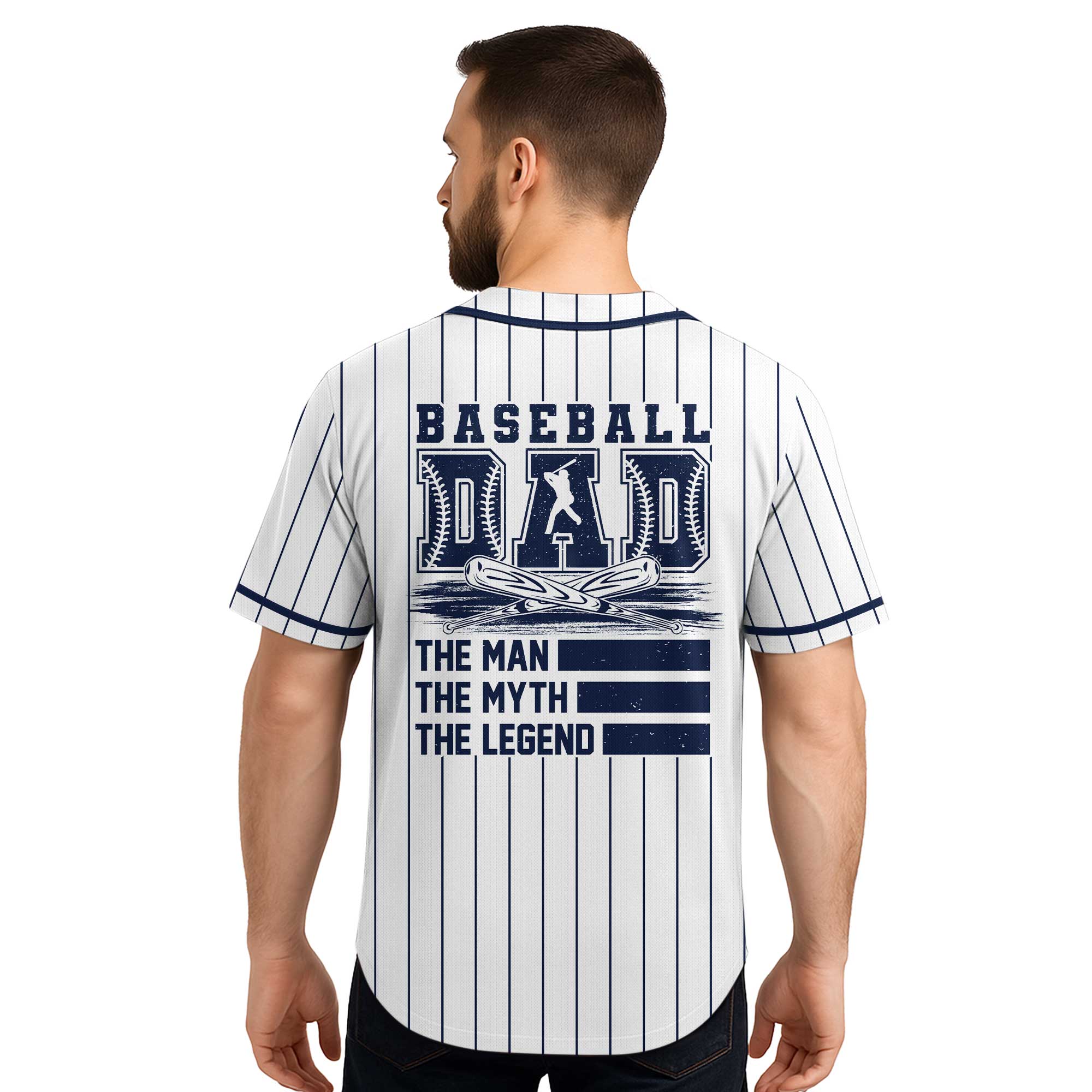 Custom Baseball Jersey - Baseball Dad The Men, The Myth, The Legend - Father's Day Shirt for Baseball Lover, Gift for Husband, New Father