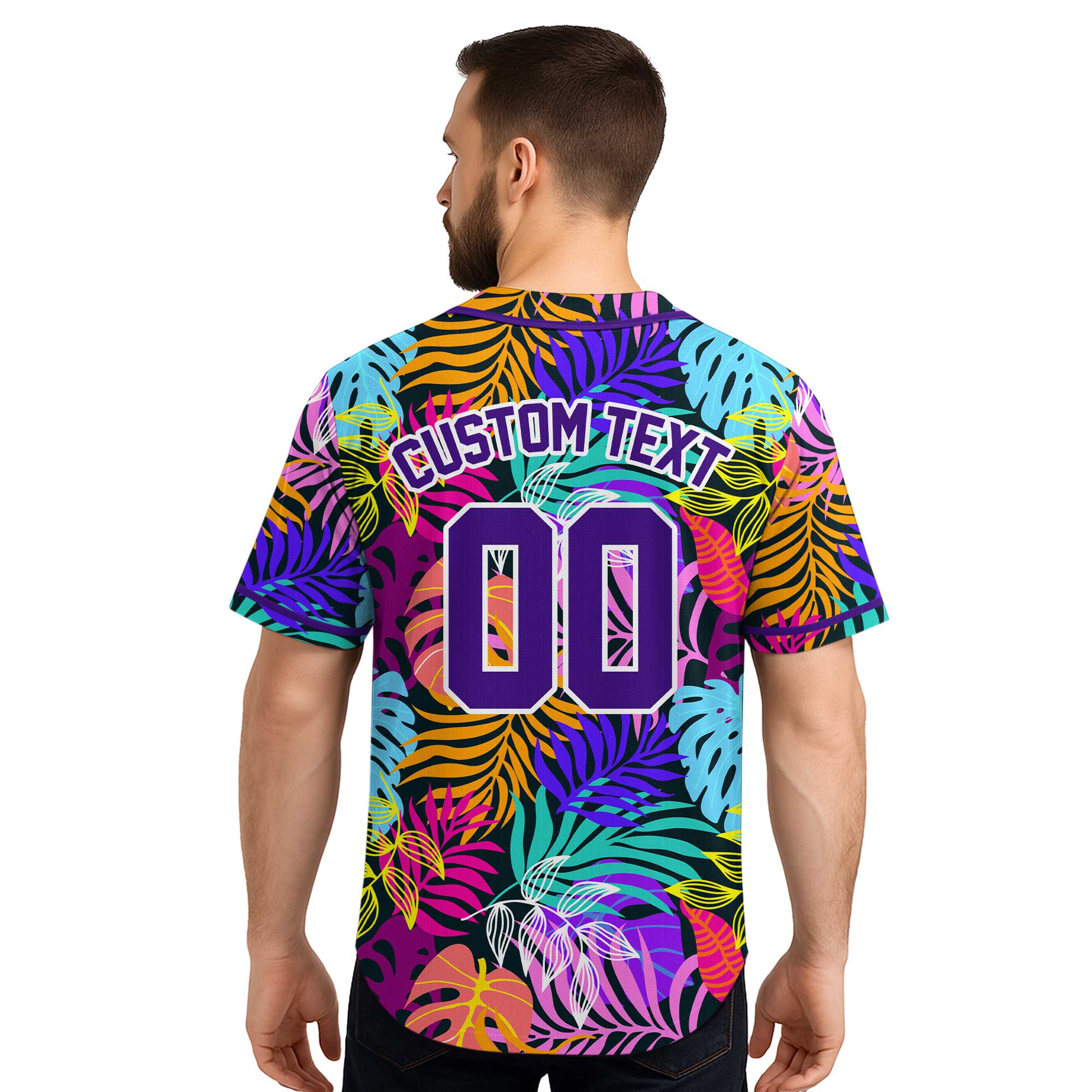 Custom Tropical Leaves Hawaii Pattern Baseball Jersey