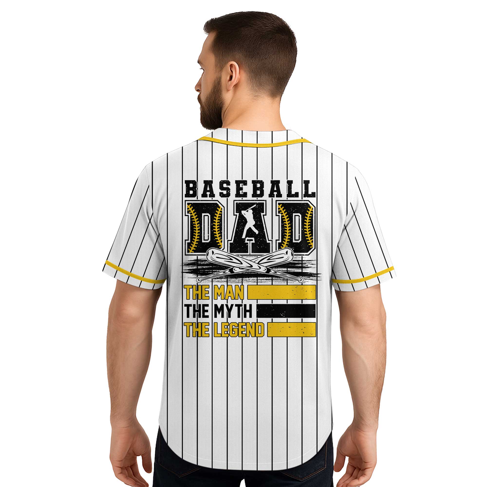 Custom Baseball Jersey - Baseball Dad The Men, The Myth, The Legend - Father's Day Shirt for Baseball Lover, Gift for Husband, New Father