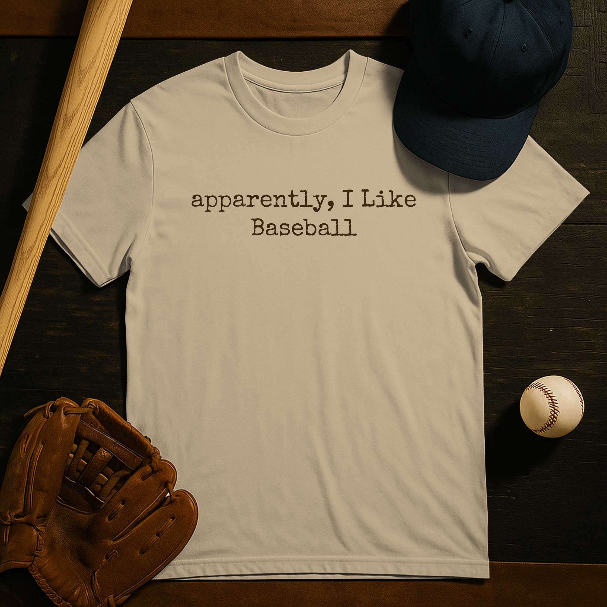 Apparently I Like Baseball Black Sand Baseball T-Shirt