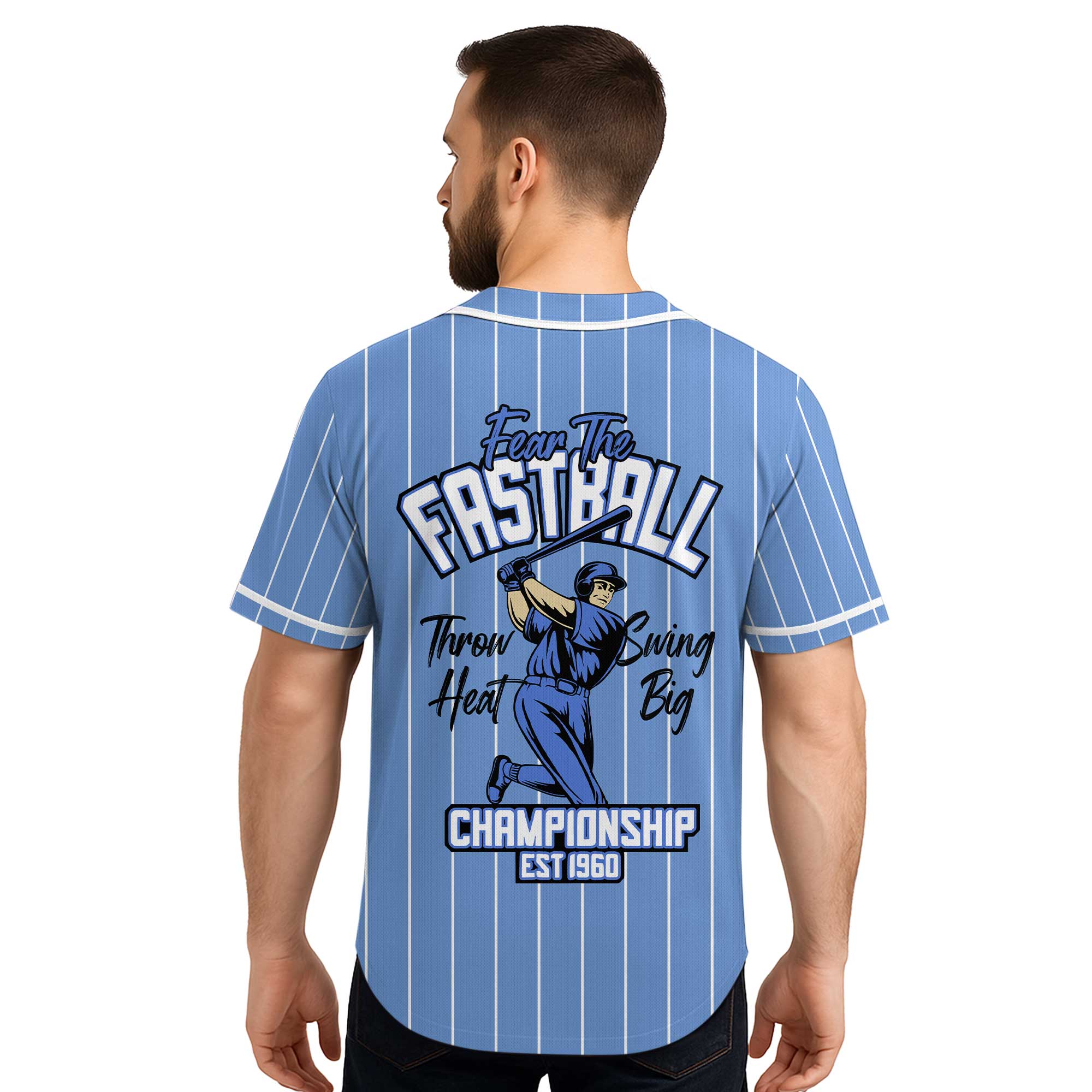 Throw Heat Swing Big - Custom Light Blue with White Stripes Baseball Jersey