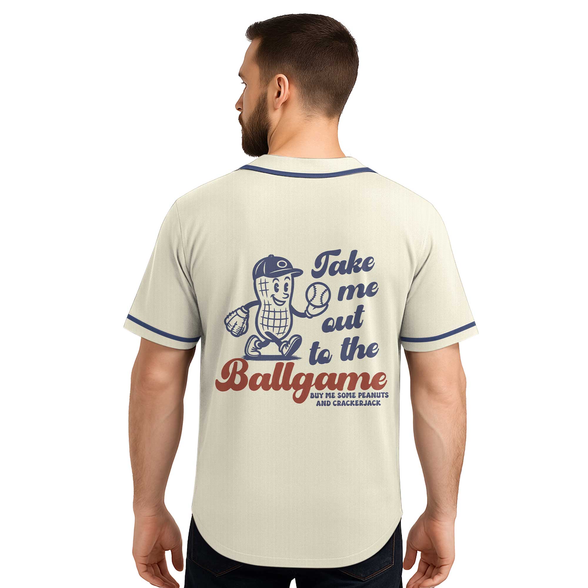 Custom Name Custom Number - Cream Retro Take Me Out To The Ball Game - Basbeall Jersey Lovers