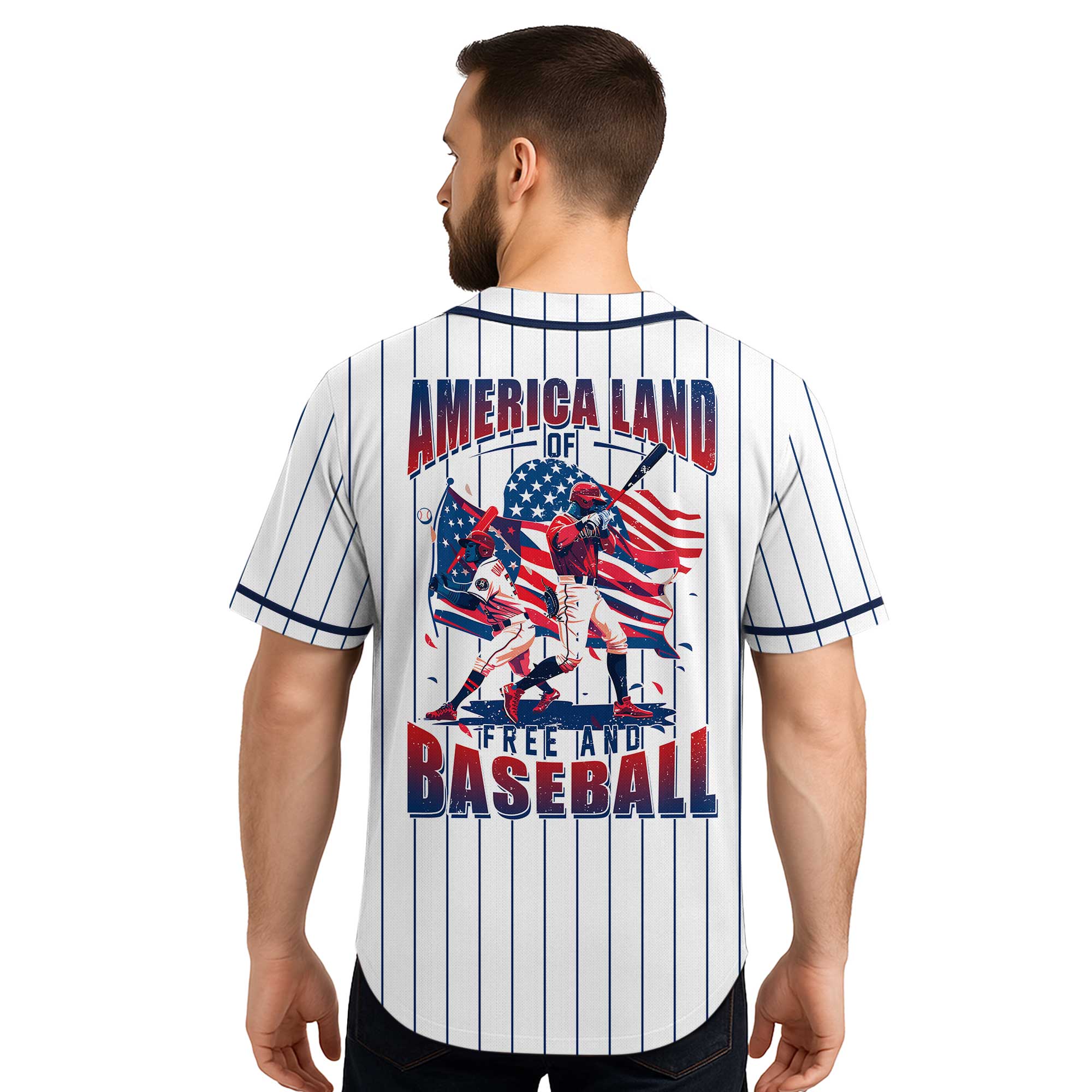 America Land of Free and Baseball - Custom Baseball Jersey - 4th of July Jersey - Baseball Lovers