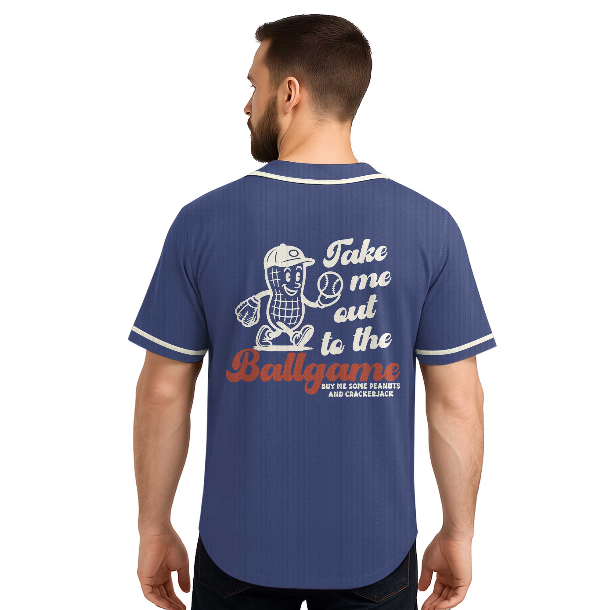 Custom Name Custom Number - Cream Retro Take Me Out To The Ball Game - Basbeall Jersey Lovers