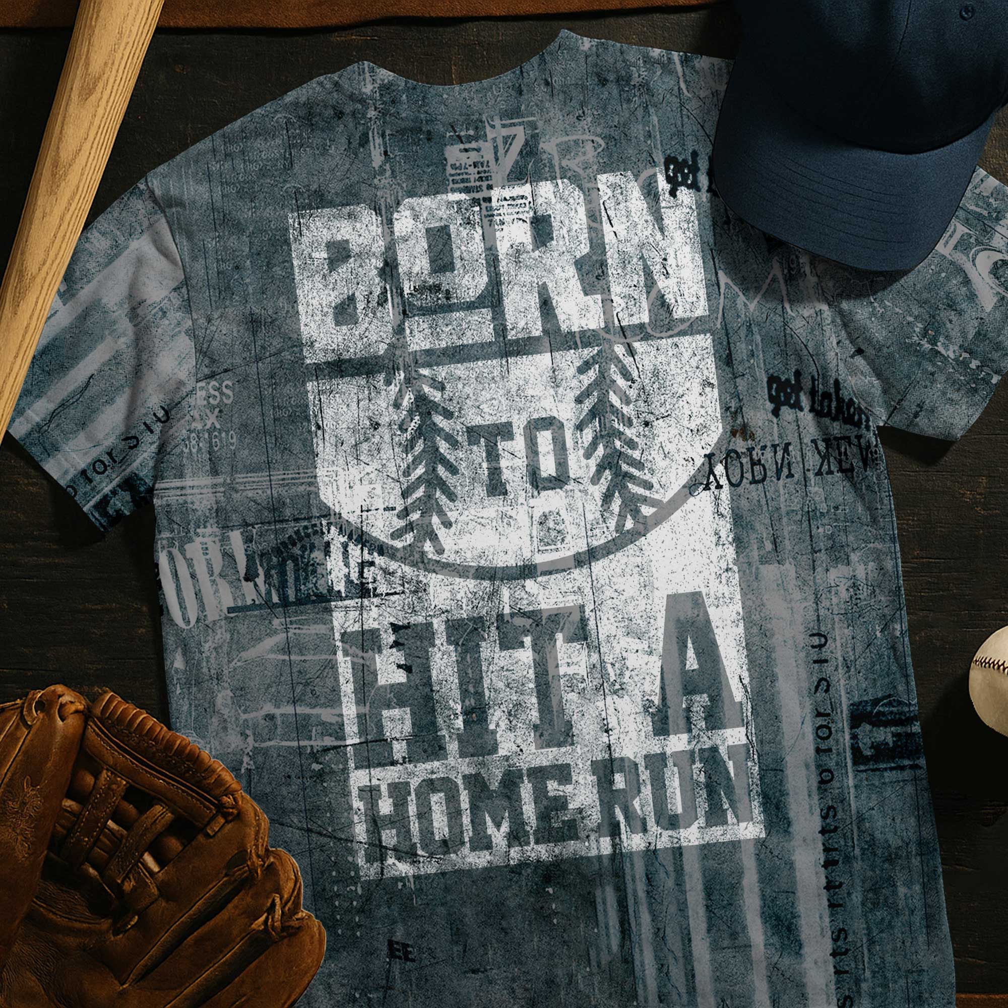 Born To Hit A Home Run All Over Print T-Shirt