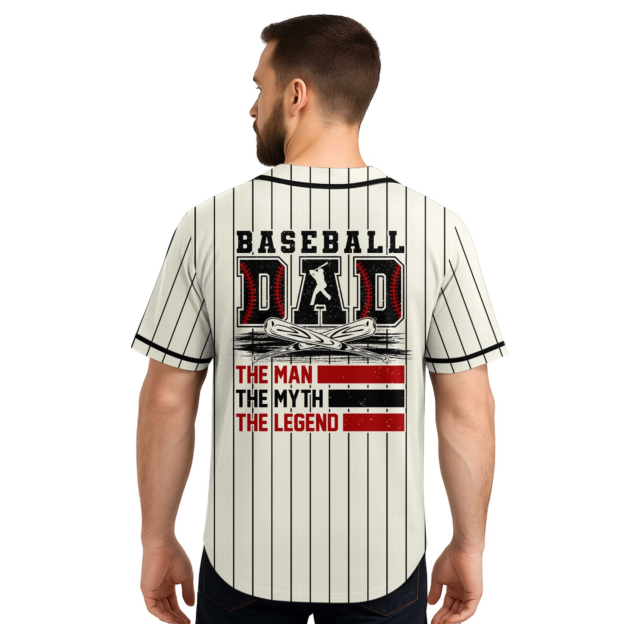 Custom Baseball Jersey - Baseball Dad The Men, The Myth, The Legend - Father's Day Shirt for Baseball Lover, Gift for Husband, New Father