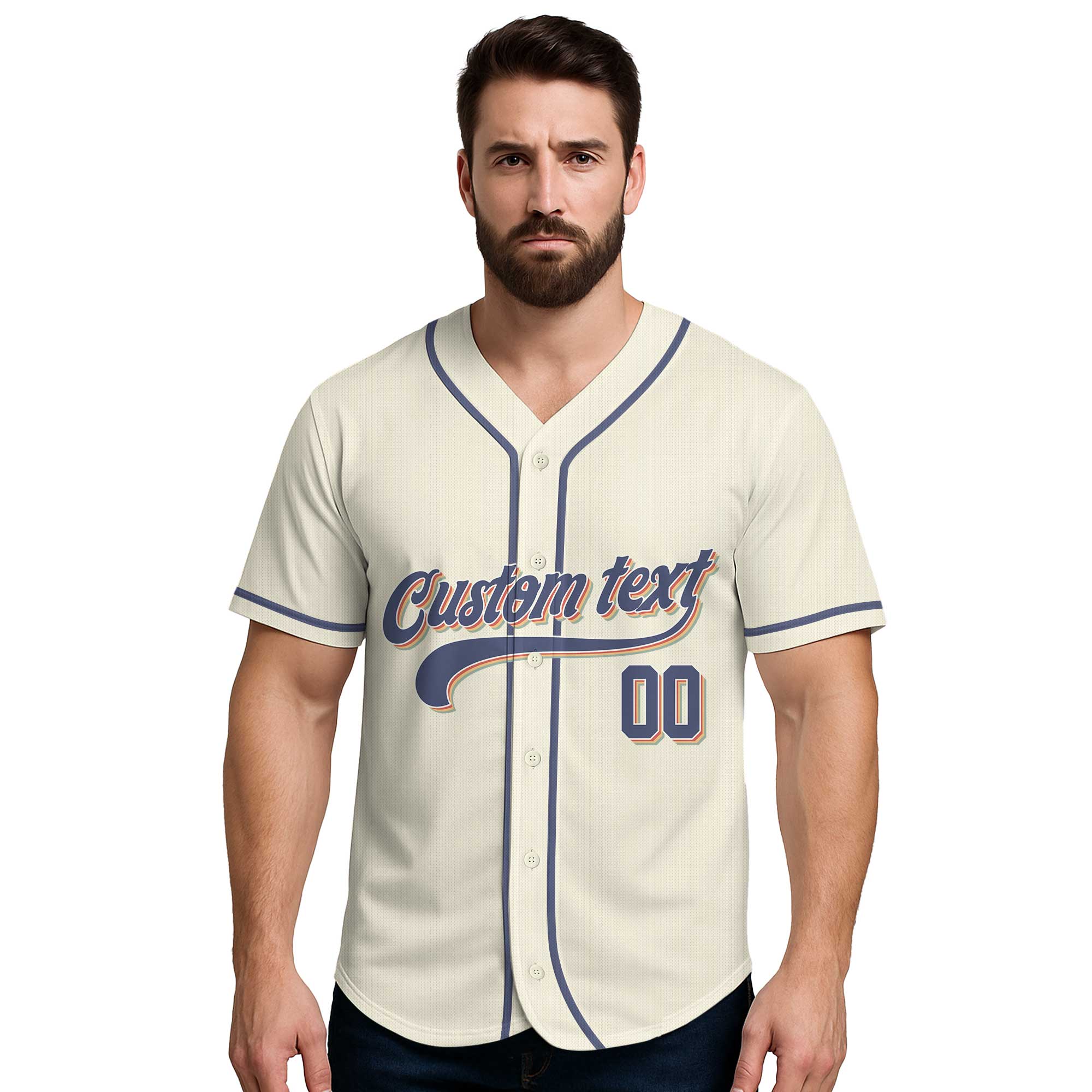 Take Me Out To The Ball Game - Custom Cream Navy Retro Baseball Jersey