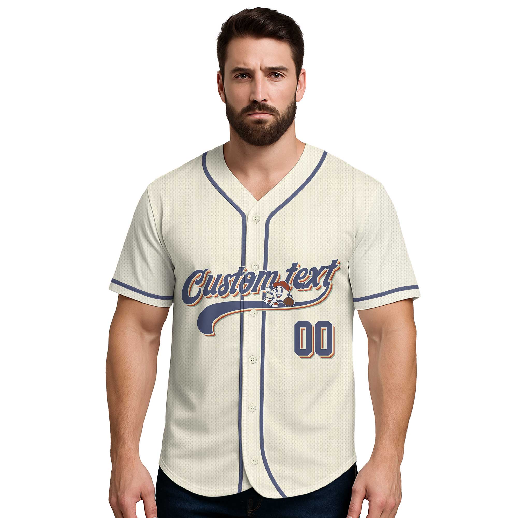 Hey Batter Batter Swing - Custom Cream Navy Baseball Jersey