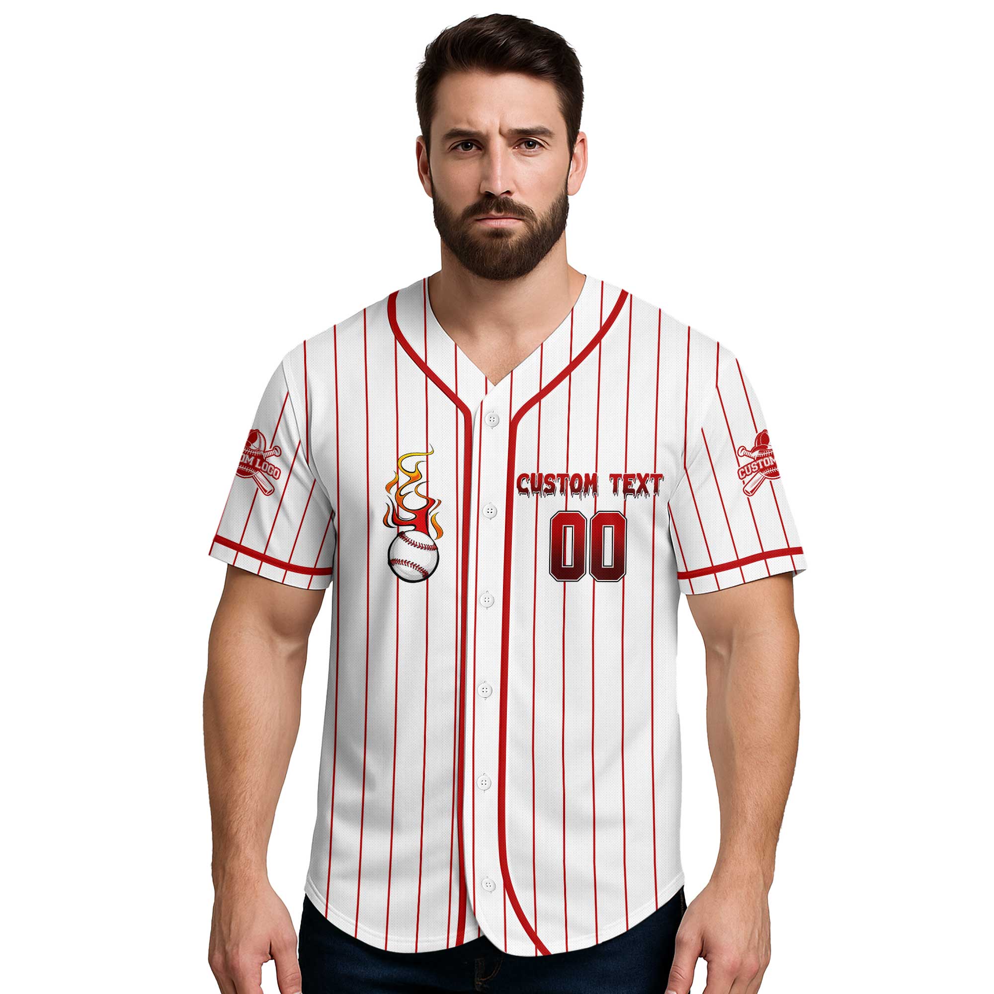 Custom Red Striped Baseball Jersey - Go Grab Your Balls