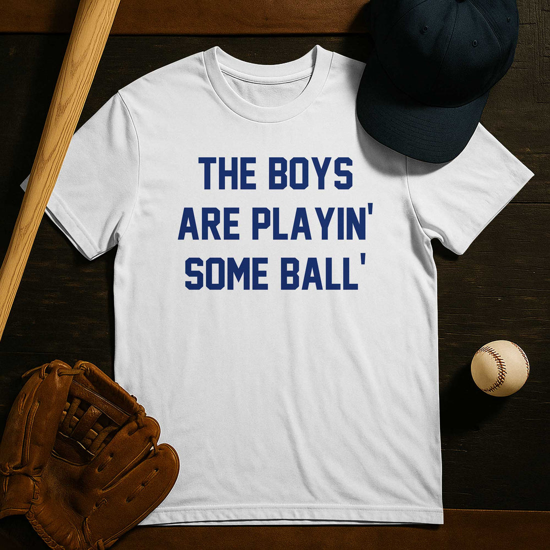 The Boys Are Playing Baseball White Royal Blue T-Shirt