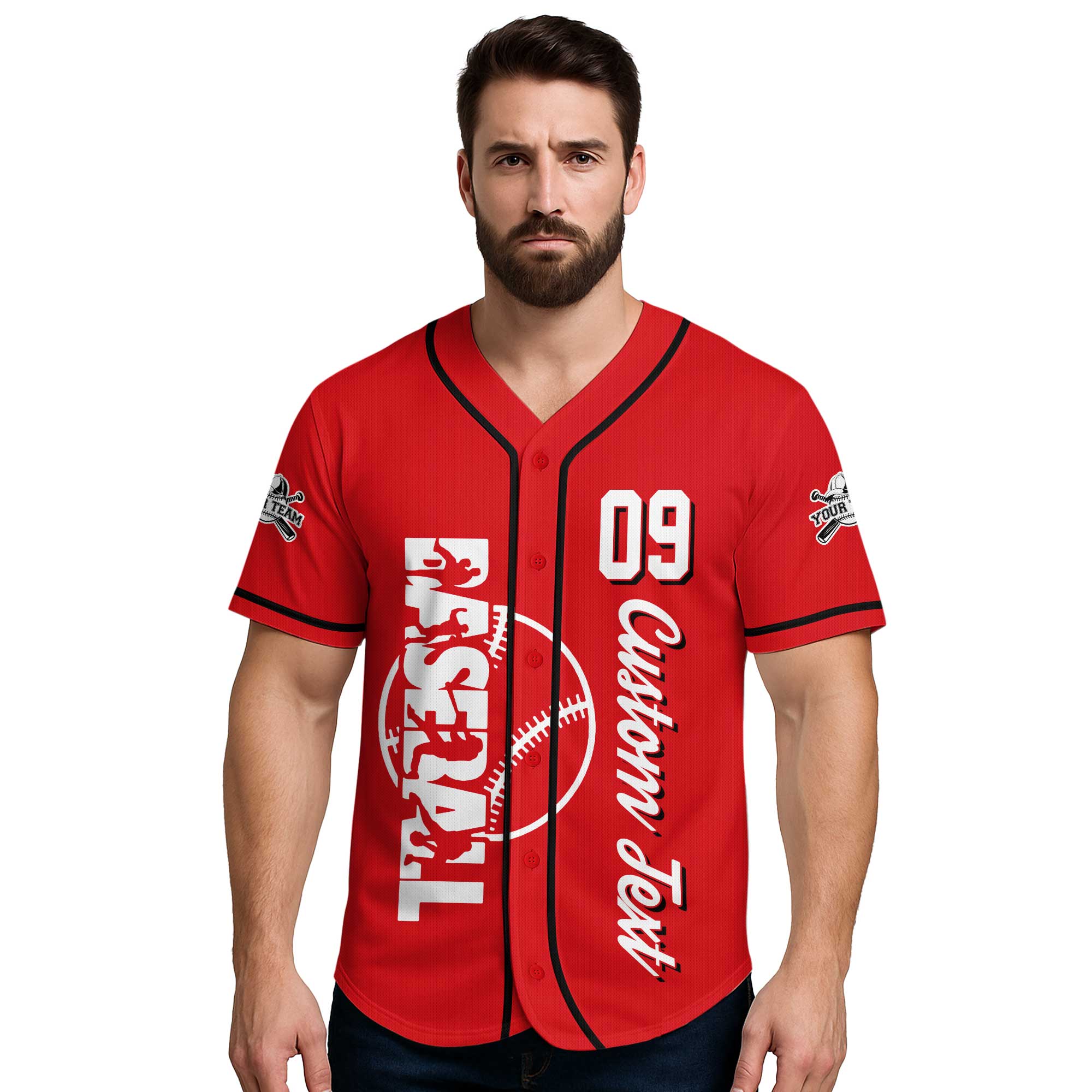 Just Have Fun And Enjoy The Game - Custom Red Black Baseball Jersey