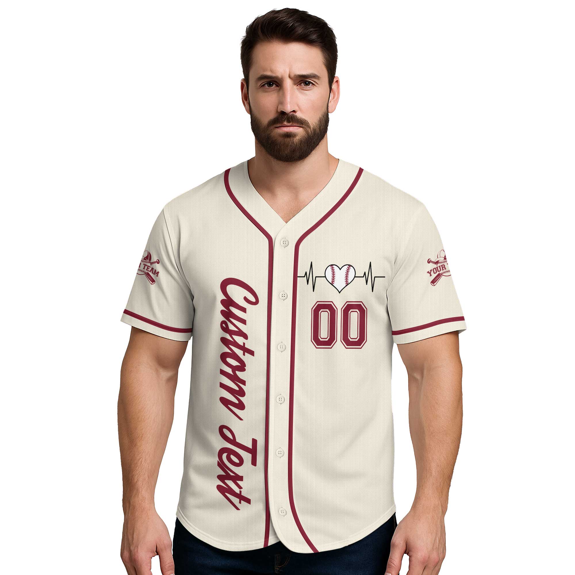 No Place Like Home - Custom Cream Red Baseball Jersey