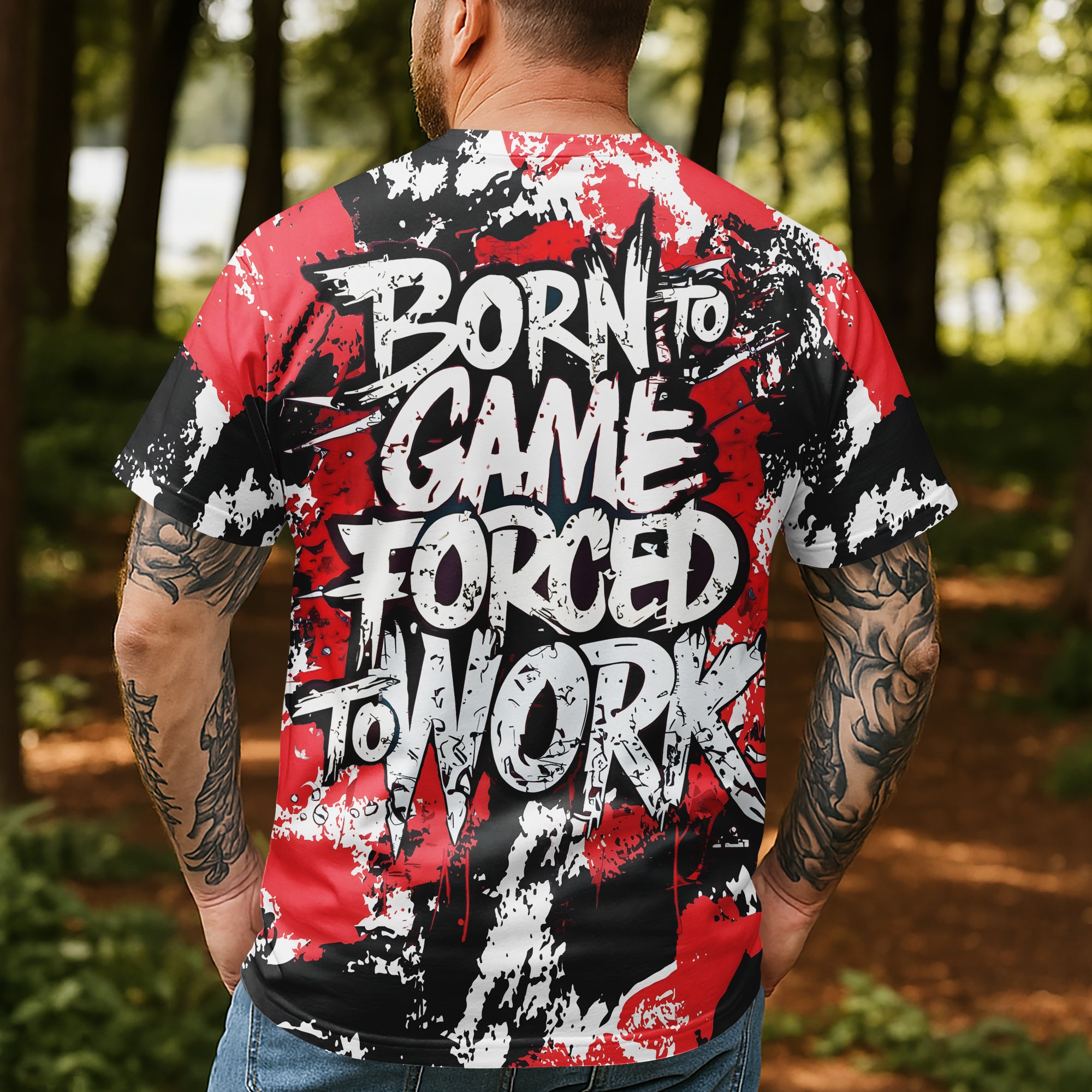 Born To Game Forced To Work Custom All Over Print Baseball T-Shirt