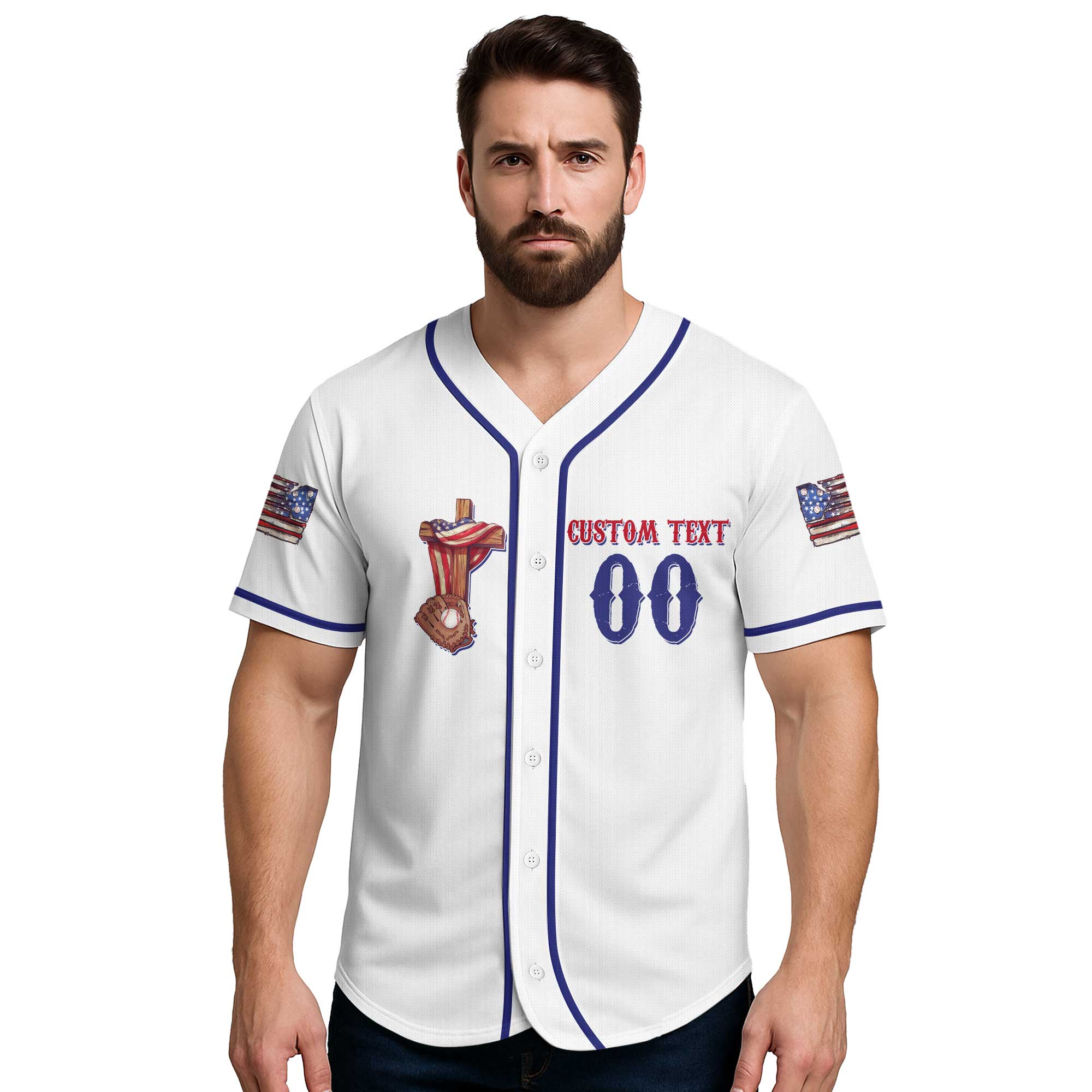 God Bless America And Baseball - Custom 4th of July Baseball Jersey