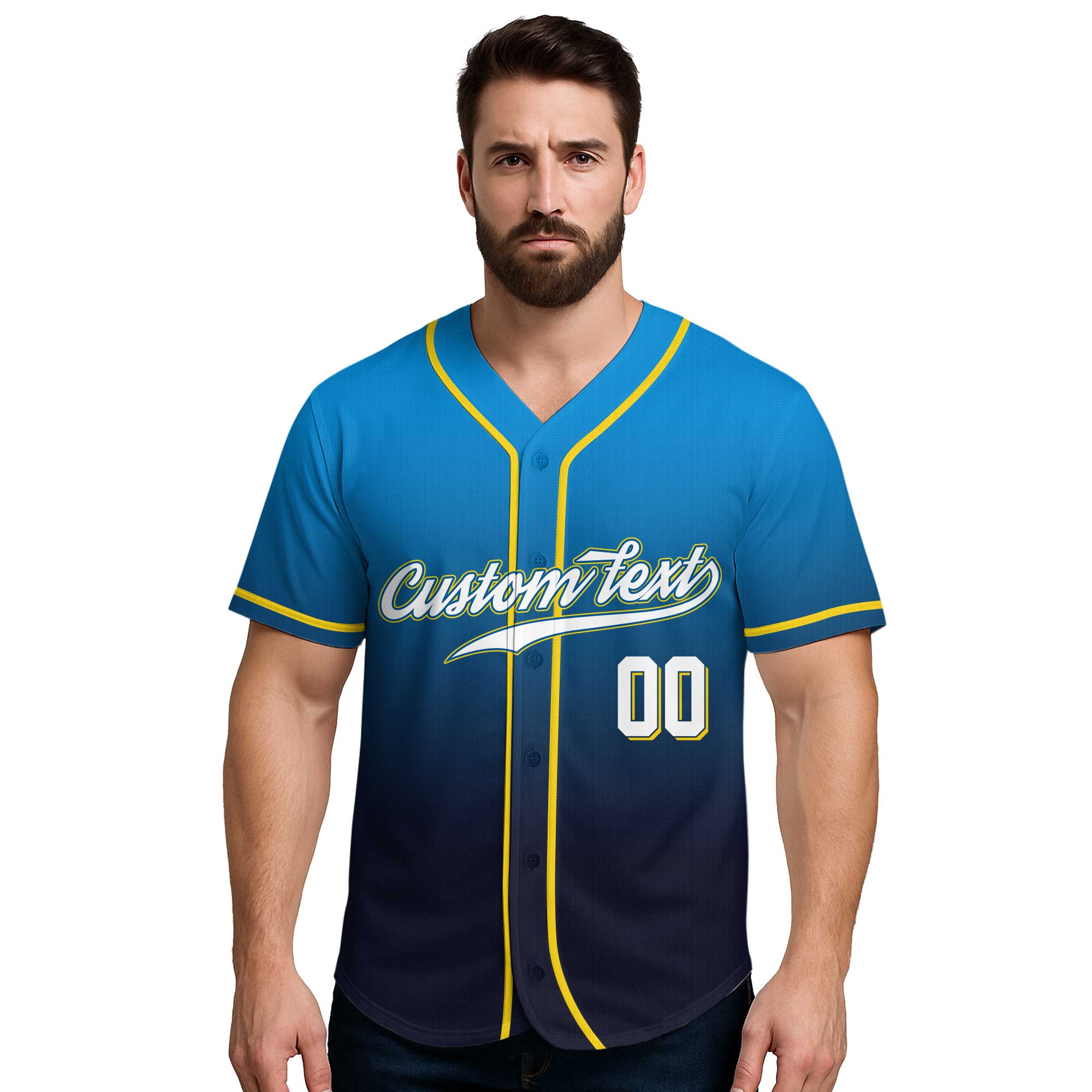 Double Slide - Custom Blue Black Gradient Baseball Jersey