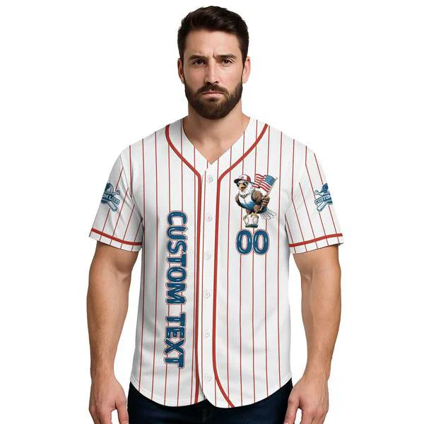 Custom 4th of July Baseball Jersey - All American Bruh - Custom Name, Custom Number
