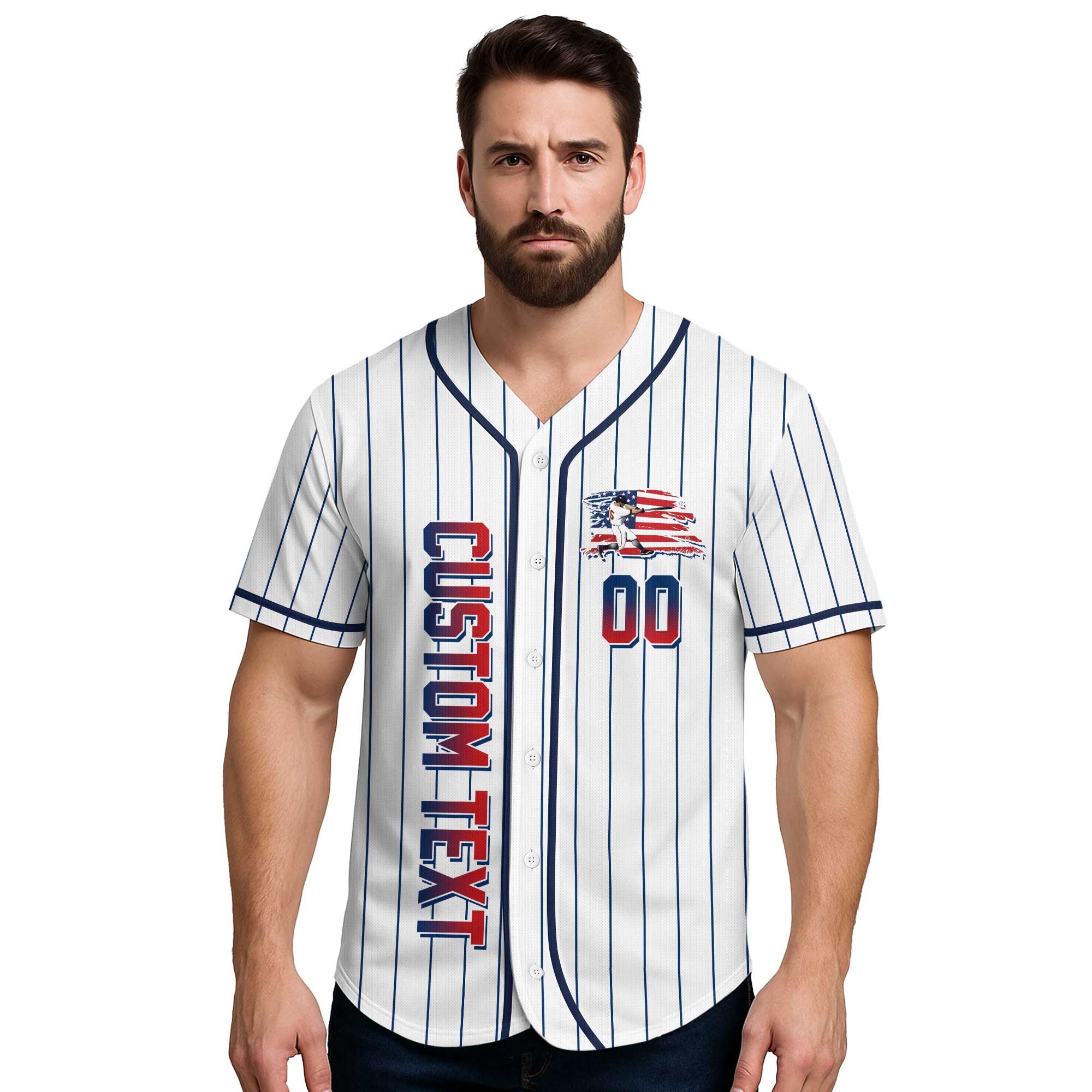 America Land of Free and Baseball - Custom Baseball Jersey - 4th of July Jersey - Baseball Lovers