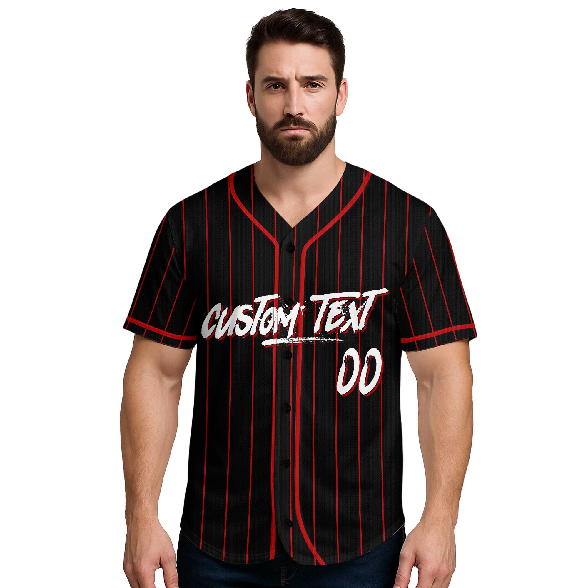 Trust No One - Custom Black Red Baseball Jersey