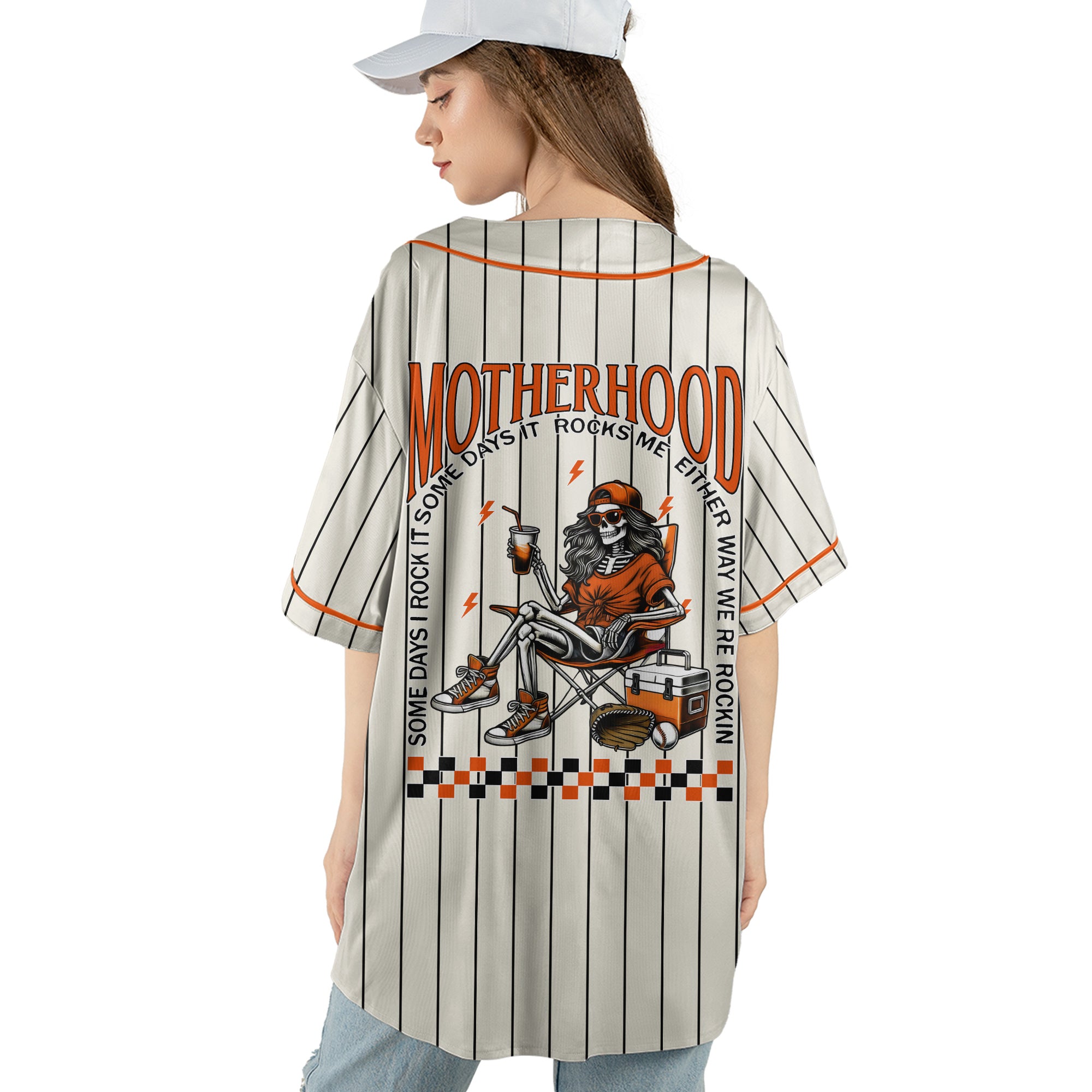 Motherhood Rock It Together - Custom Cream Orange Baseball Jersey