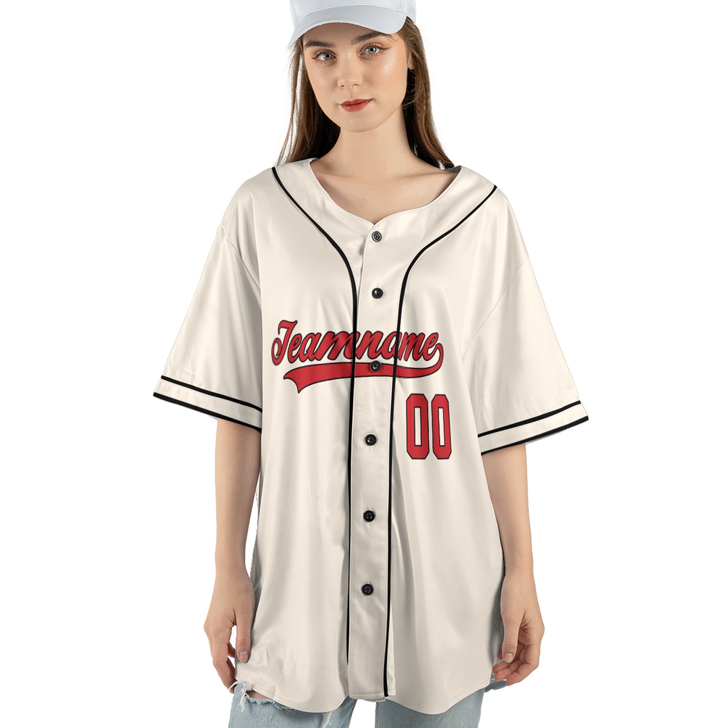 Retro Cream Hustle – Custom Name & Logo Baseball Jersey with Vintage Black Trim