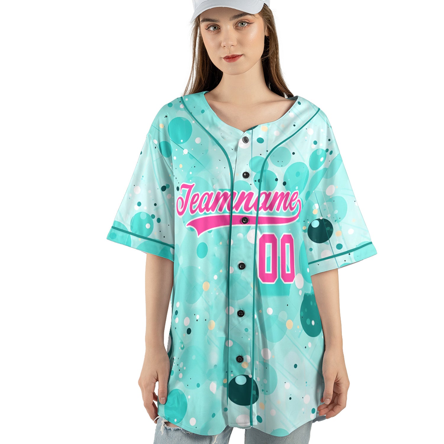 Custom Baseball Jersey – Aqua Bubble Pop