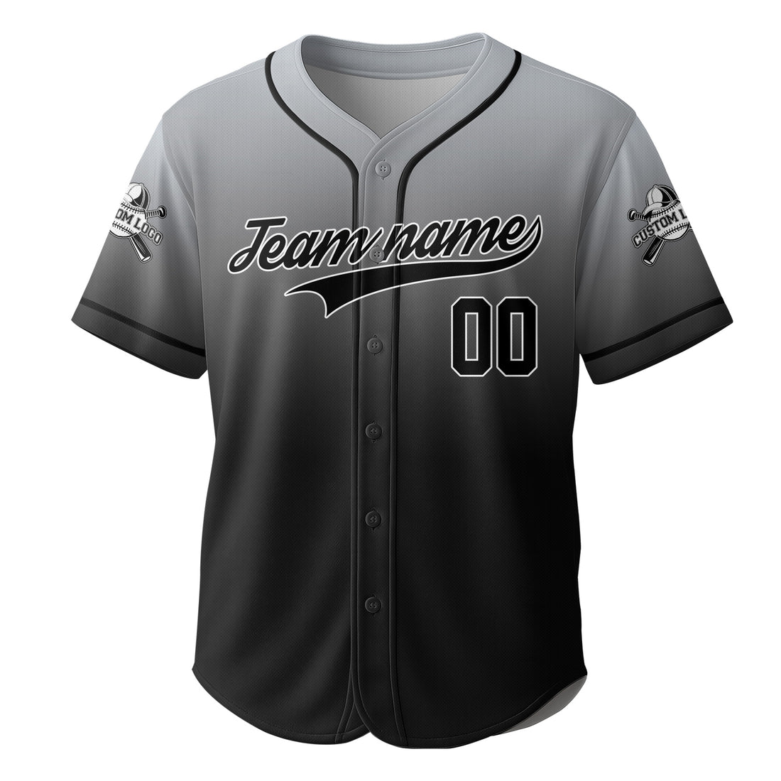 Watch Ya Mouth - Custom Gray and Black Gradient Baseball Jersey
