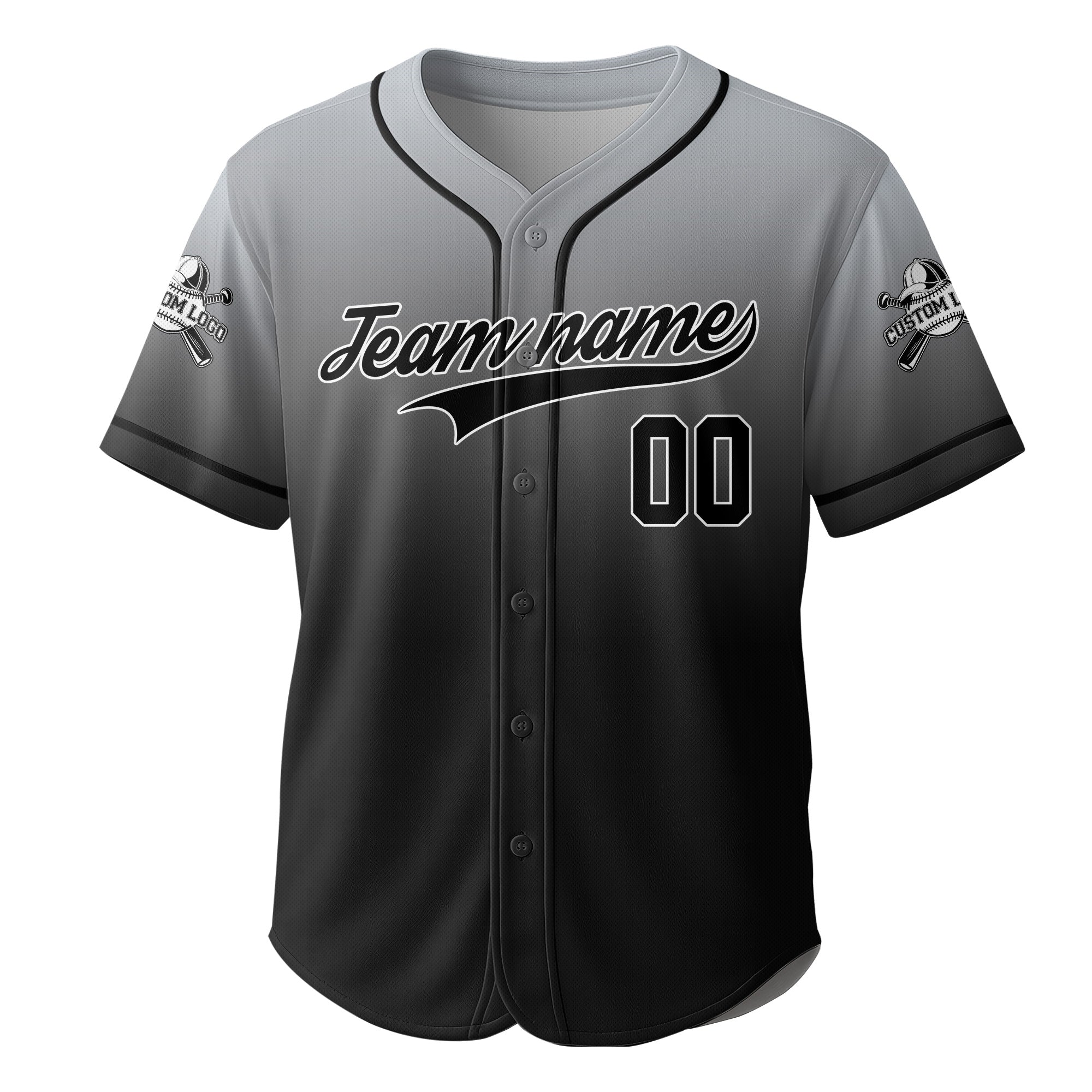 Watch Ya Mouth - Custom Gray and Black Gradient Baseball Jersey
