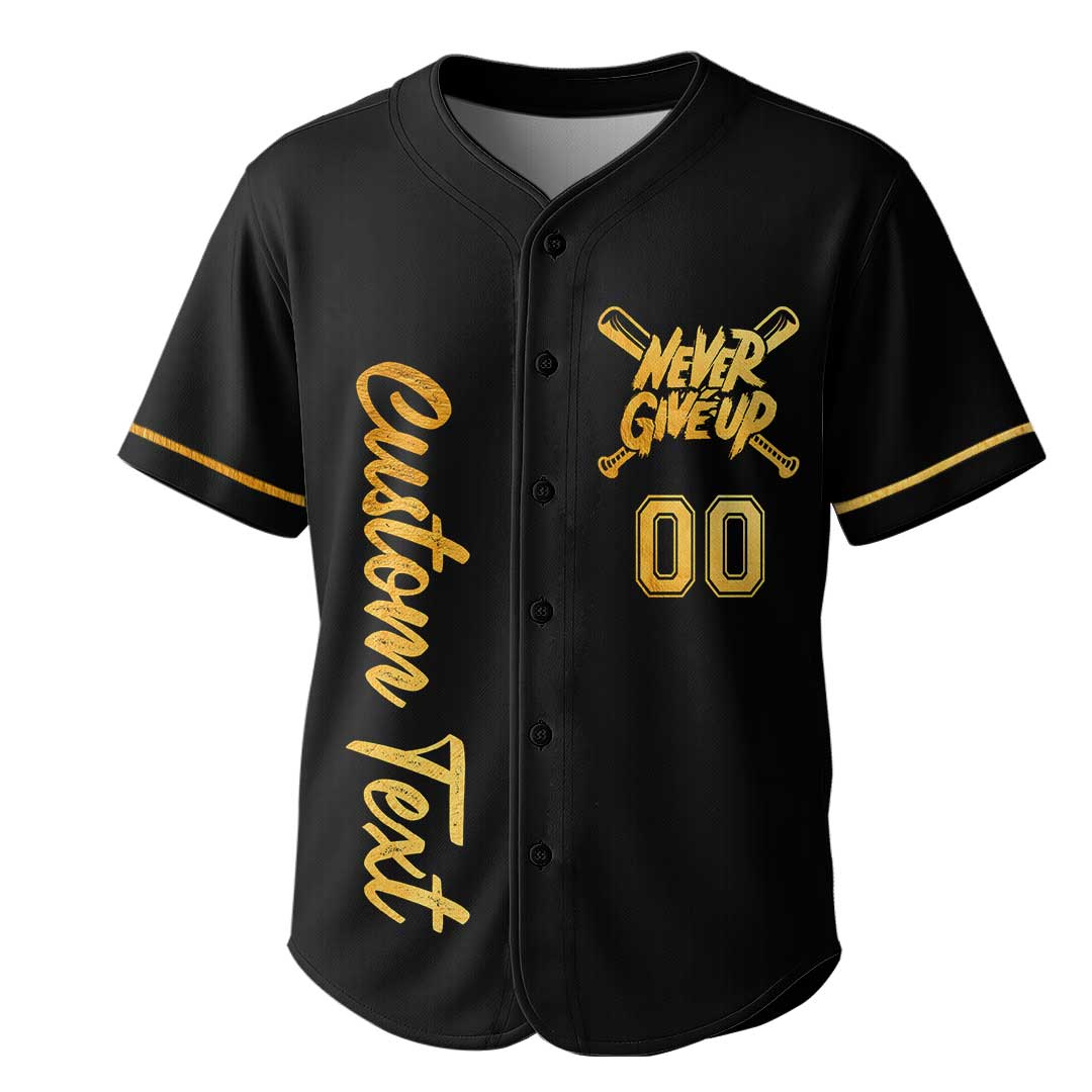 The Last Swing Could Win The Game - Custom Black with Golden Texture Baseball Jersey