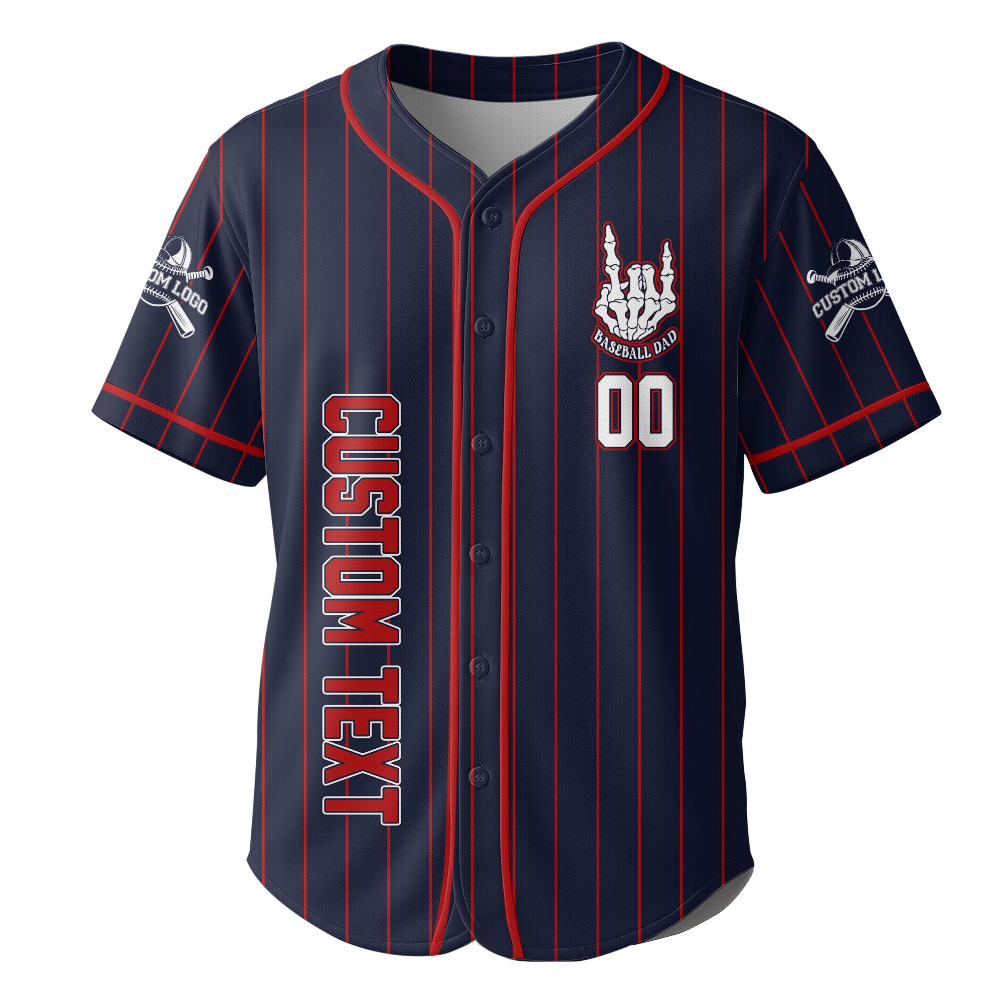 FATHERHOOD - Some Days I Rock It, Some Days It Rocks Me, Either Way We're Rockin - Custom Navy Red Baseball Jersey