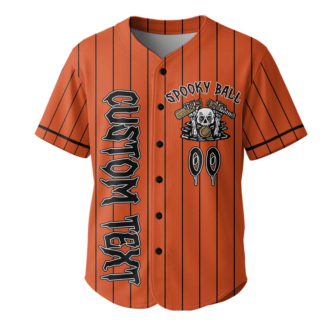Bat To The Bone - Custom Orange Halloween Baseball Jersey