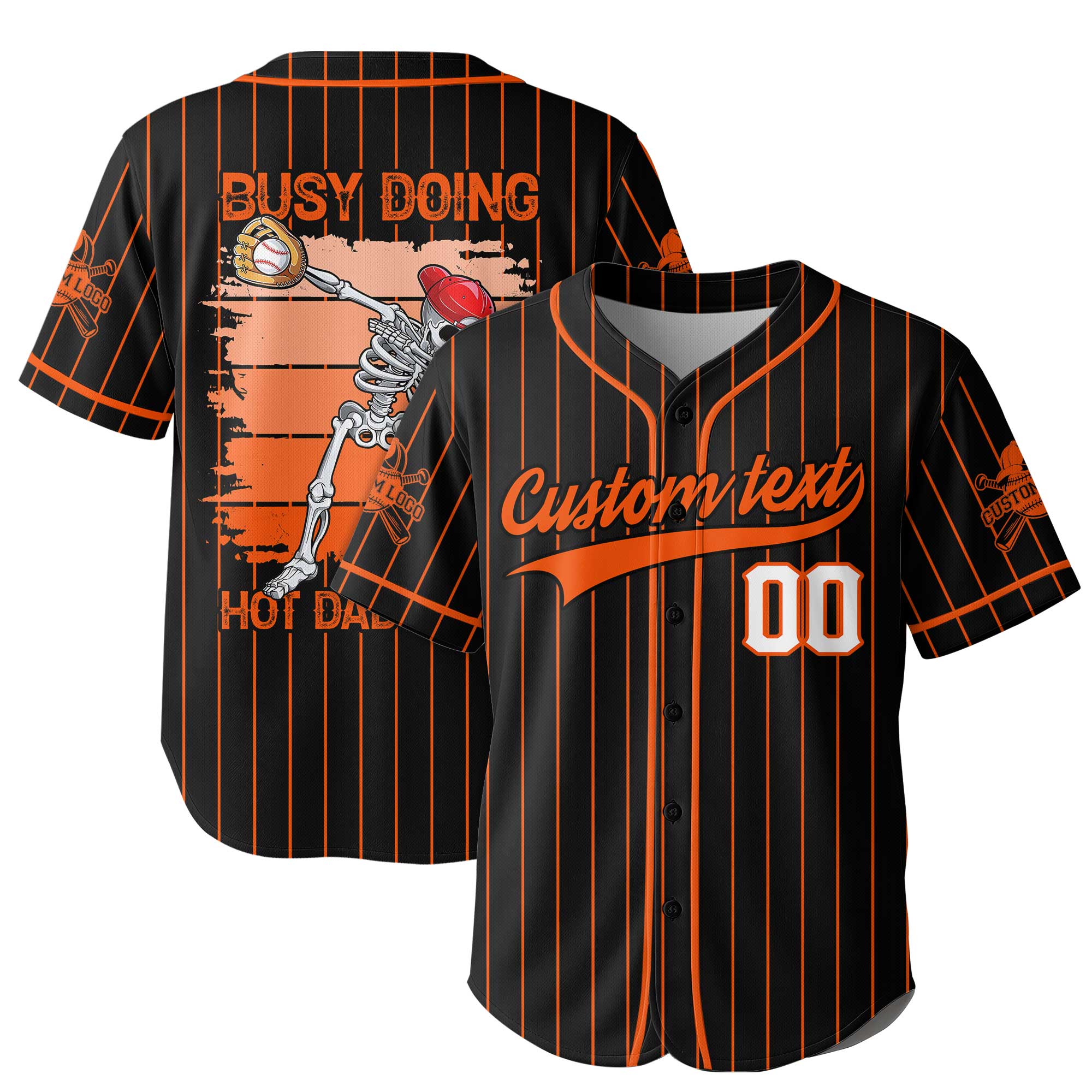 Busy Doing Hot Dad Stuff - Custom Black Orange Baseball Jersey