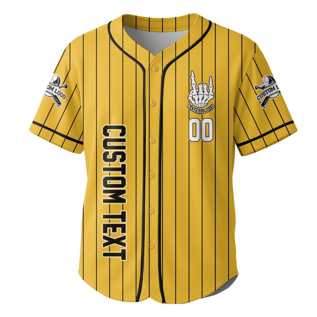 FATHERHOOD - Some Days I Rock It, Some Days It Rocks Me, Either Way We're Rockin - Custom Yellow and Black Striped Baseball Jersey