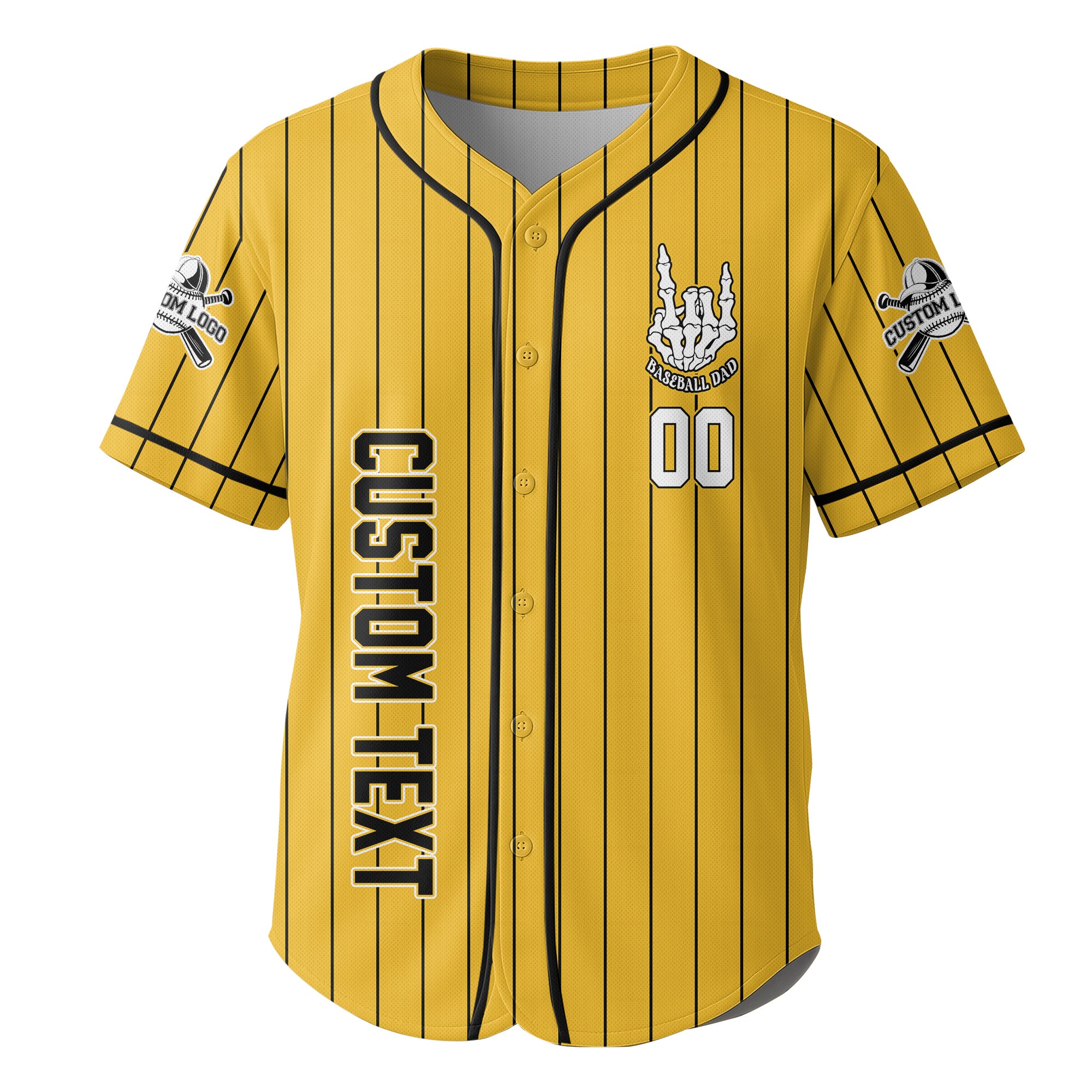 FATHERHOOD - Some Days I Rock It, Some Days It Rocks Me, Either Way We're Rockin - Custom Yellow and Black Striped Baseball Jersey