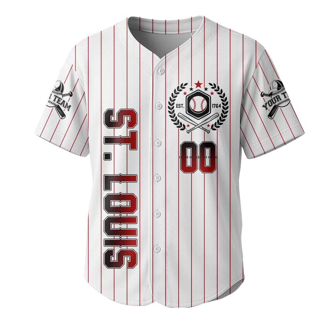 Baseball St. Louis State Series - Custom White with Red Stripes Baseball Jersey