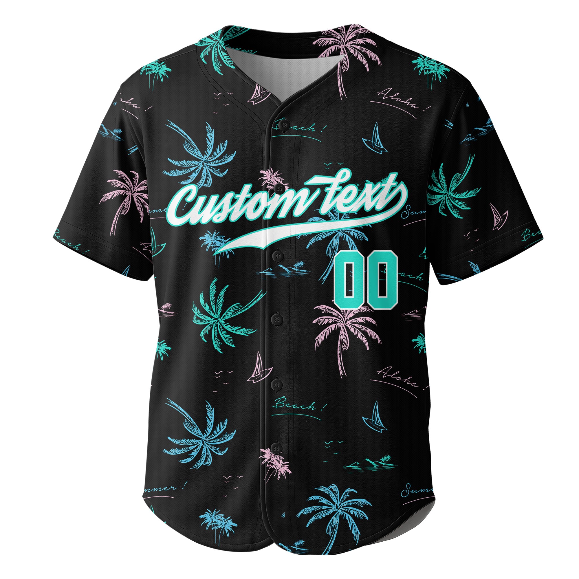 Custom Hawaii Neon Palm Tree Pattern Baseball Jersey