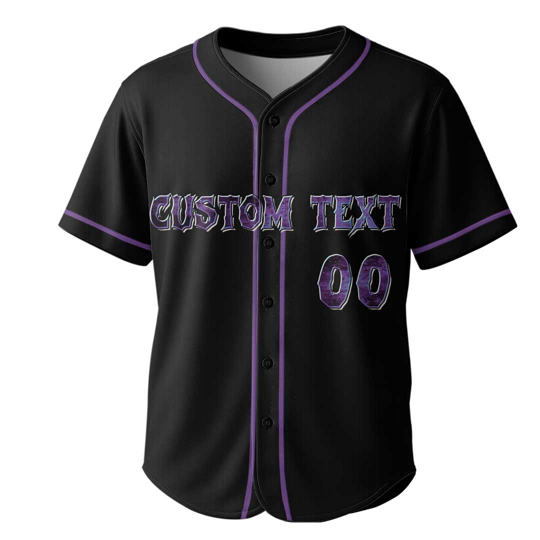 Thick Bat Wild Swing - Custom Black Skull Baseball Jersey