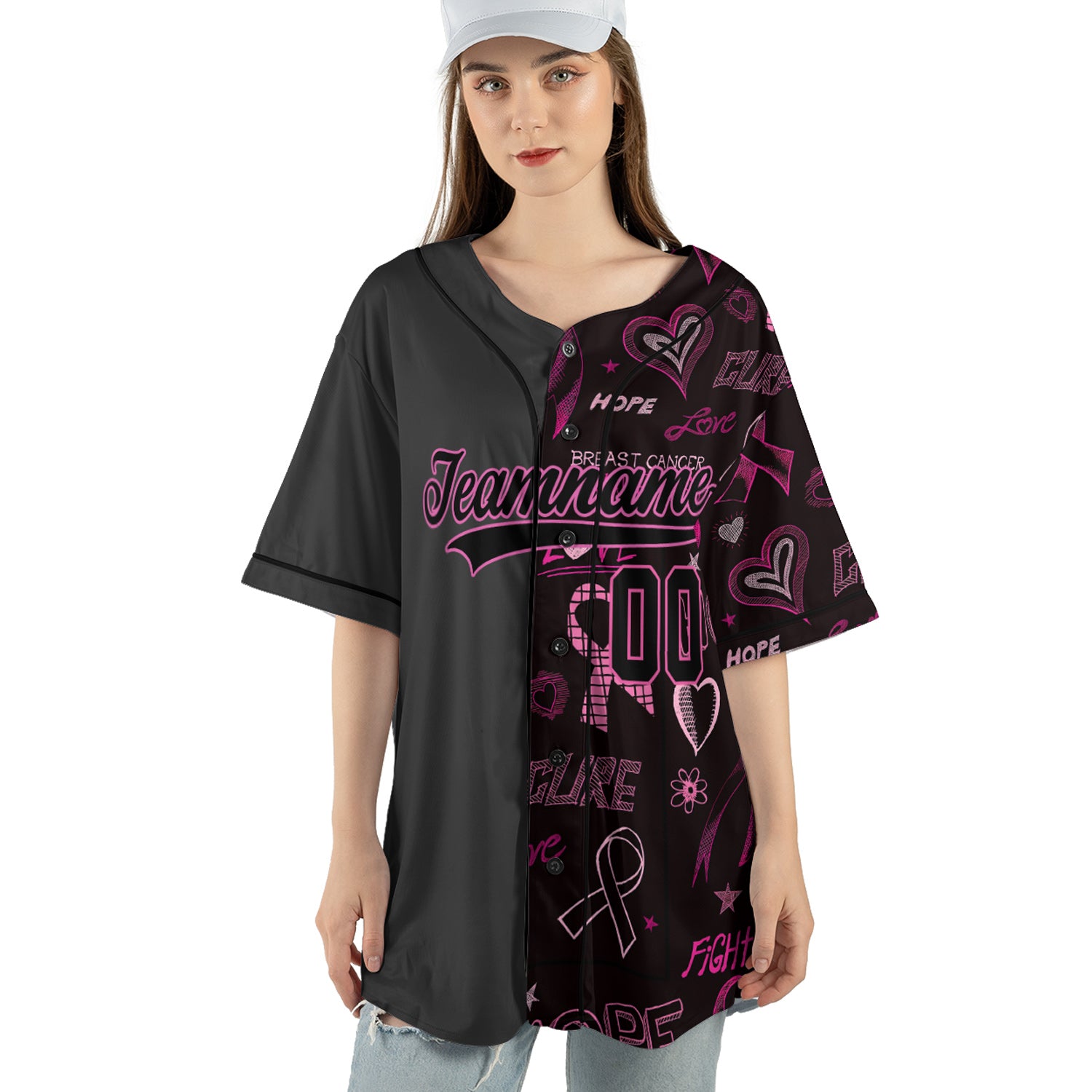 Custom Breast Cancer Awareness Baseball Jersey – Hope & Fight Edition