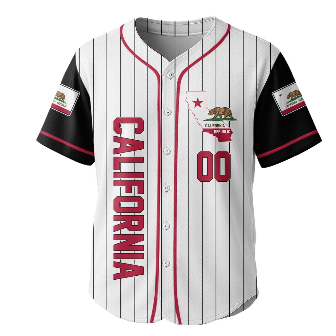 California State Baseball - Custom Black White Baseball Jersey