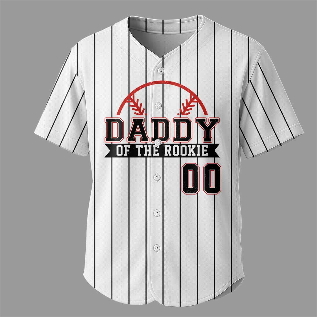 Daddy Of The Rookie My Heart Is On That Field - Custom White Black Stripe Baseball Jersey