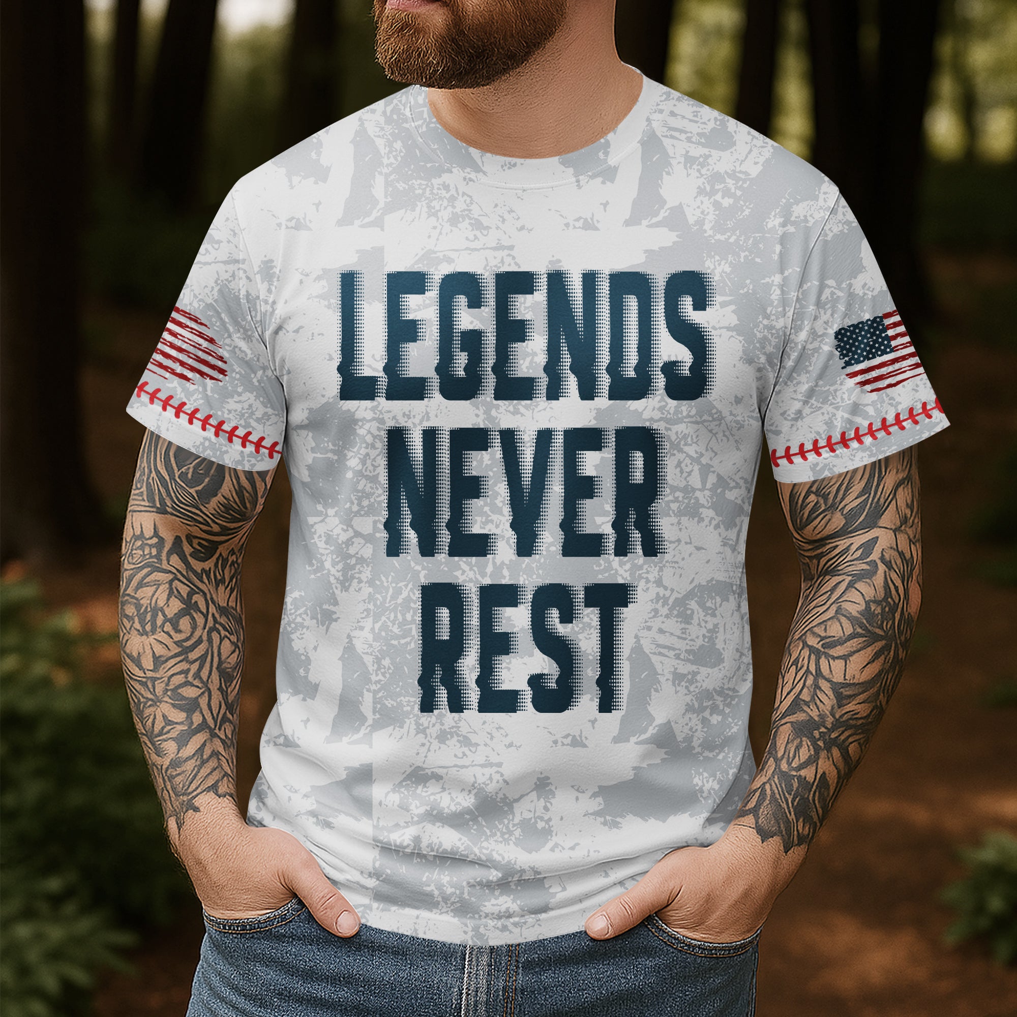 Legends Never Rest Custom All Over Print Baseball T-Shirt