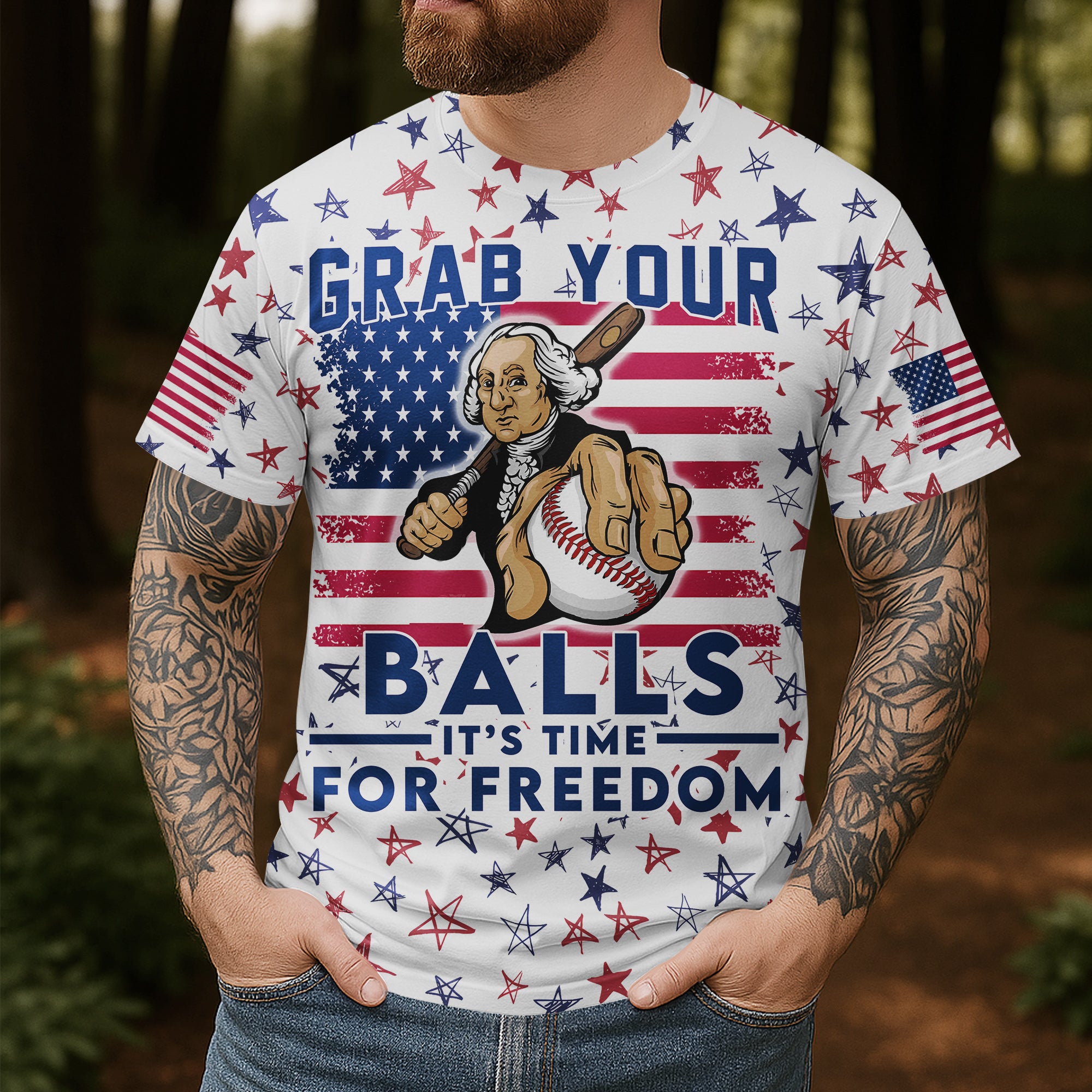 It's Time For Freedom Independence Day All Over Print T-Shirt