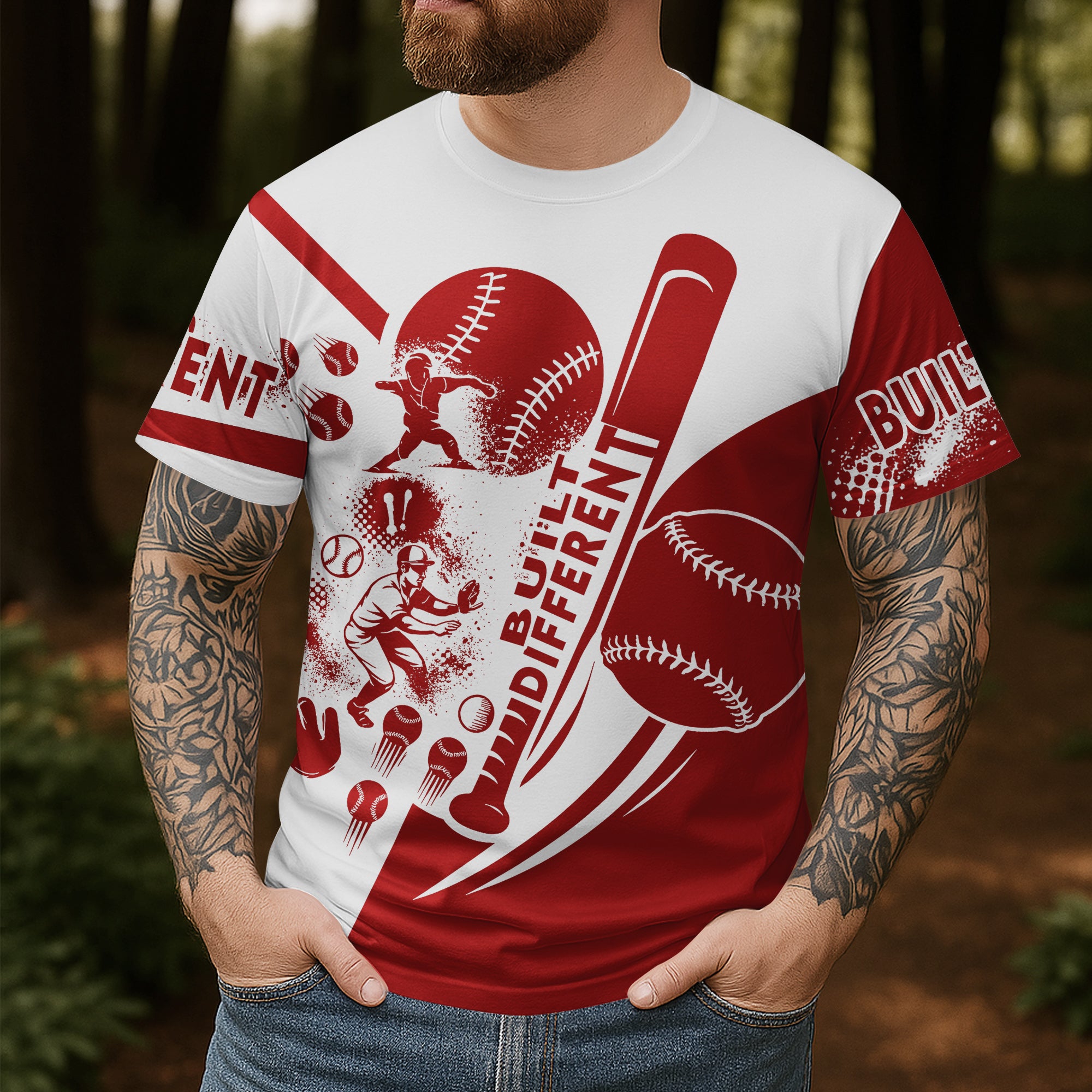 Built Different All Over Print Baseball T-Shirt